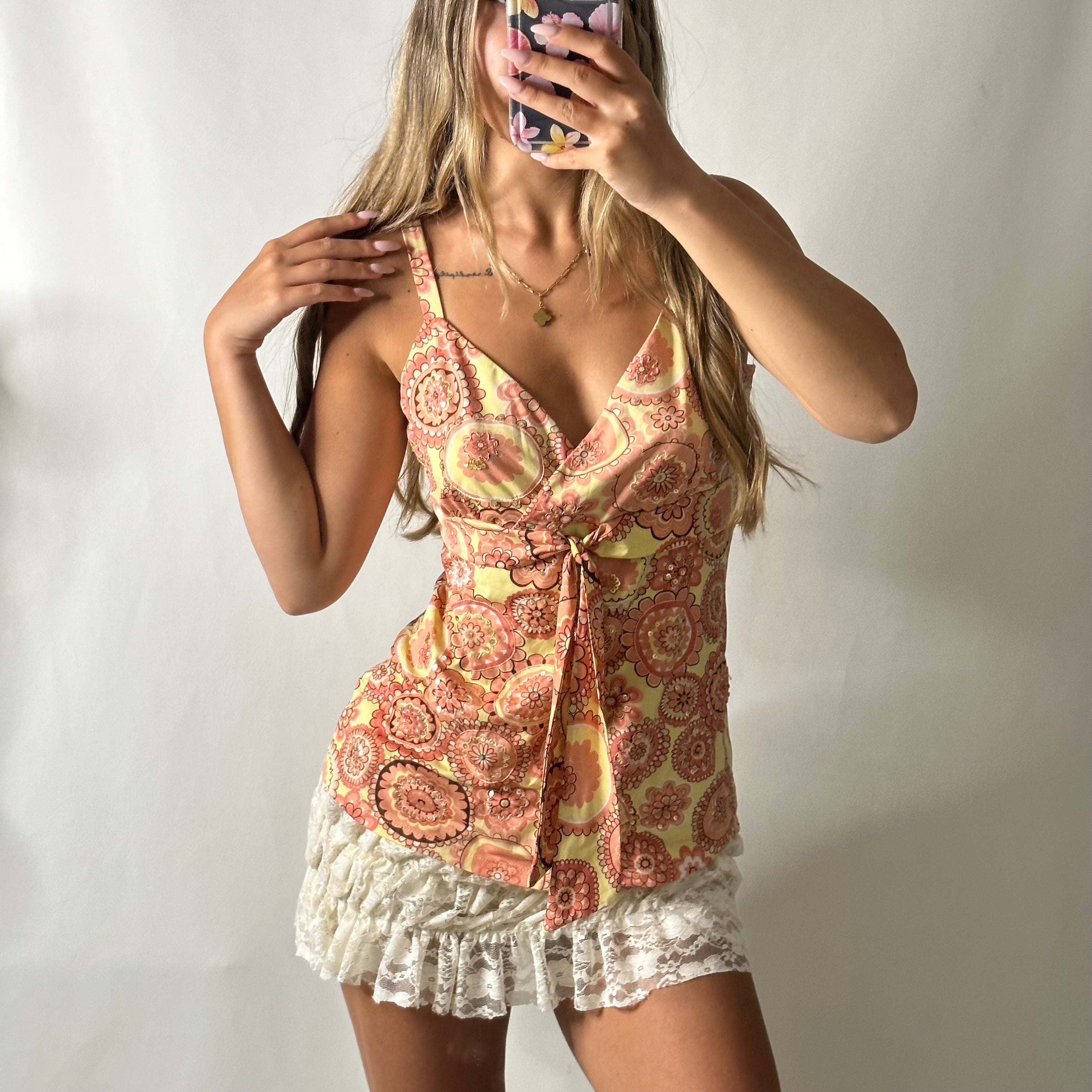 Pink floral cami top