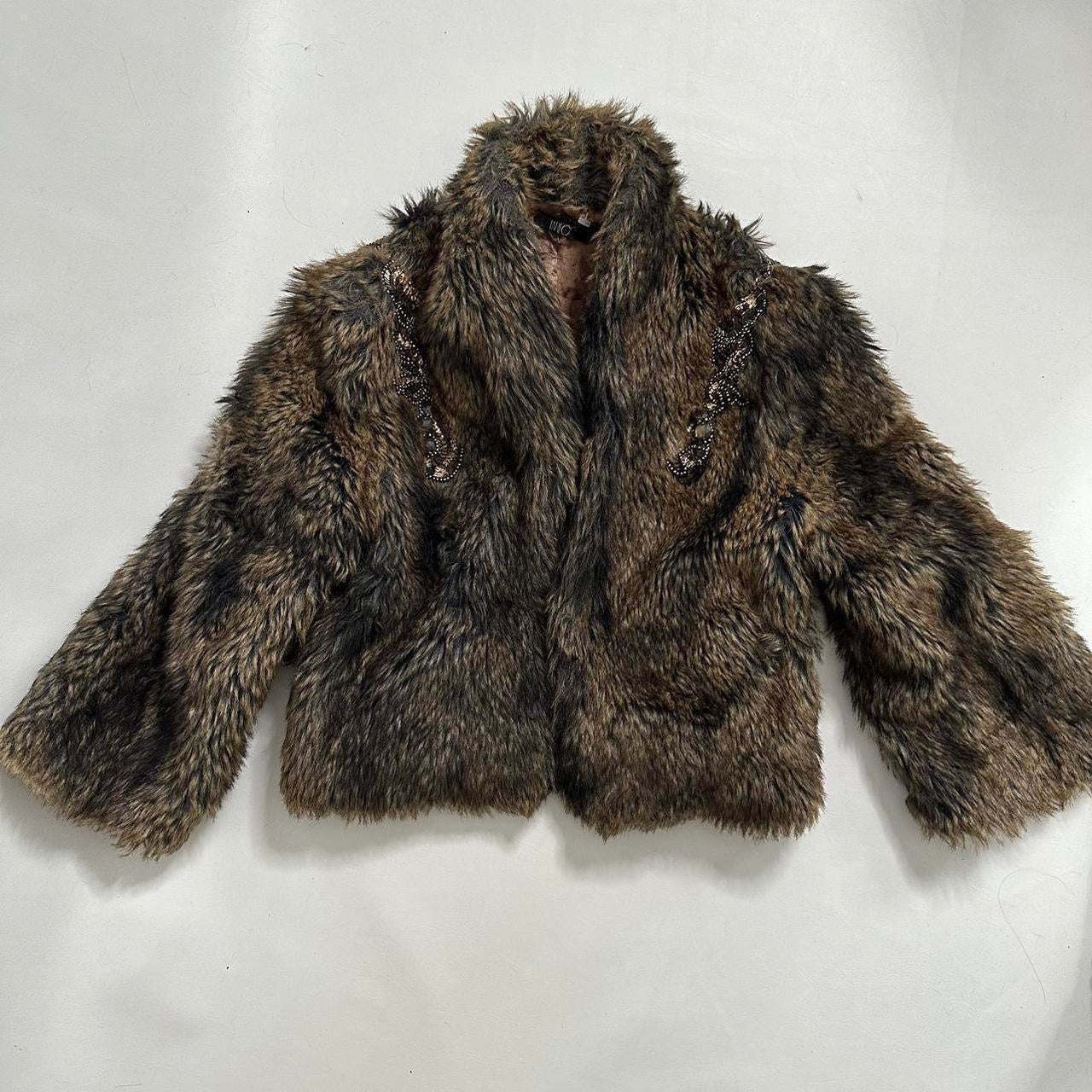 Brown sequin fur jacket