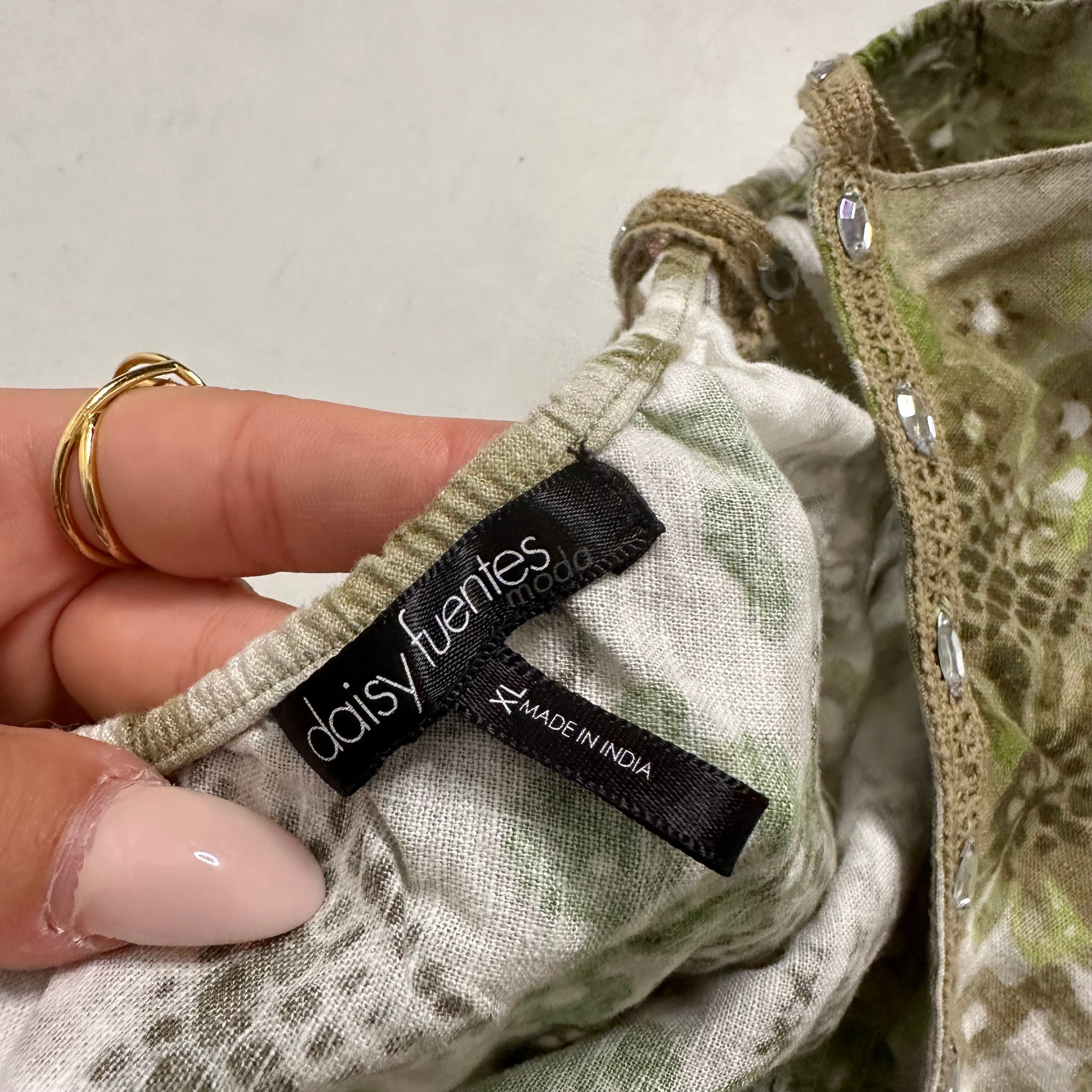 Green floral sequin cami