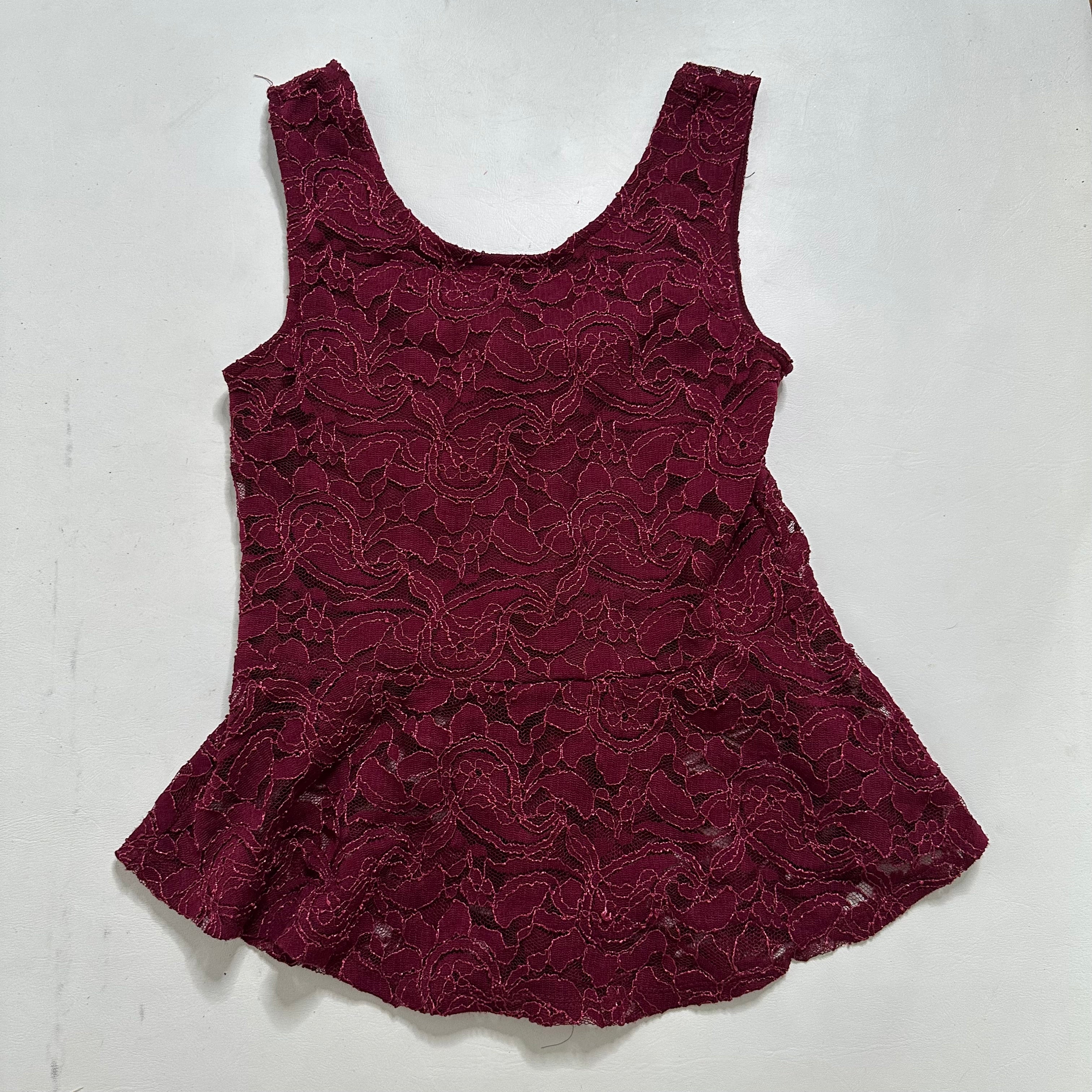 Burgundy lace top with bow
