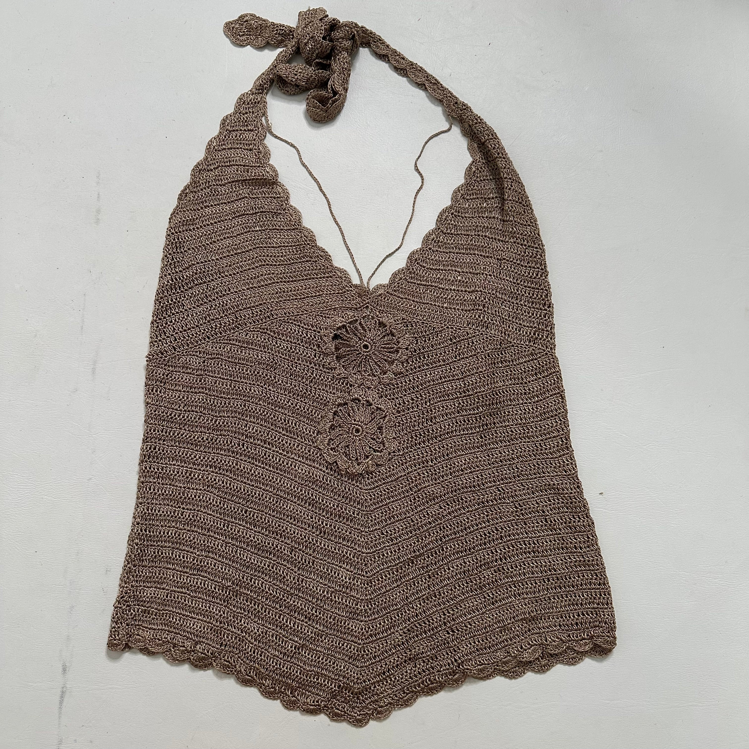 Brown crochet halter top