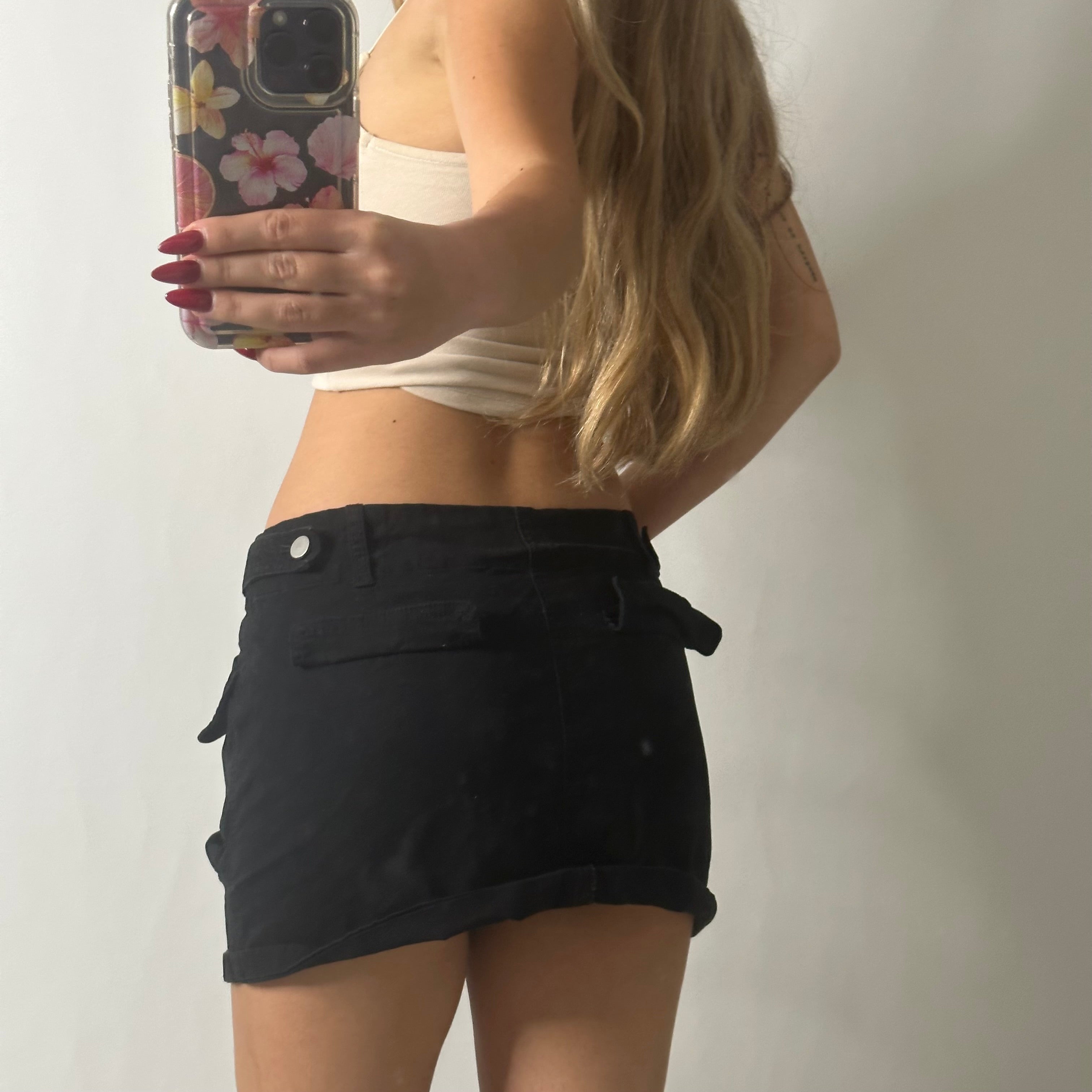 Black mini cargo skirt