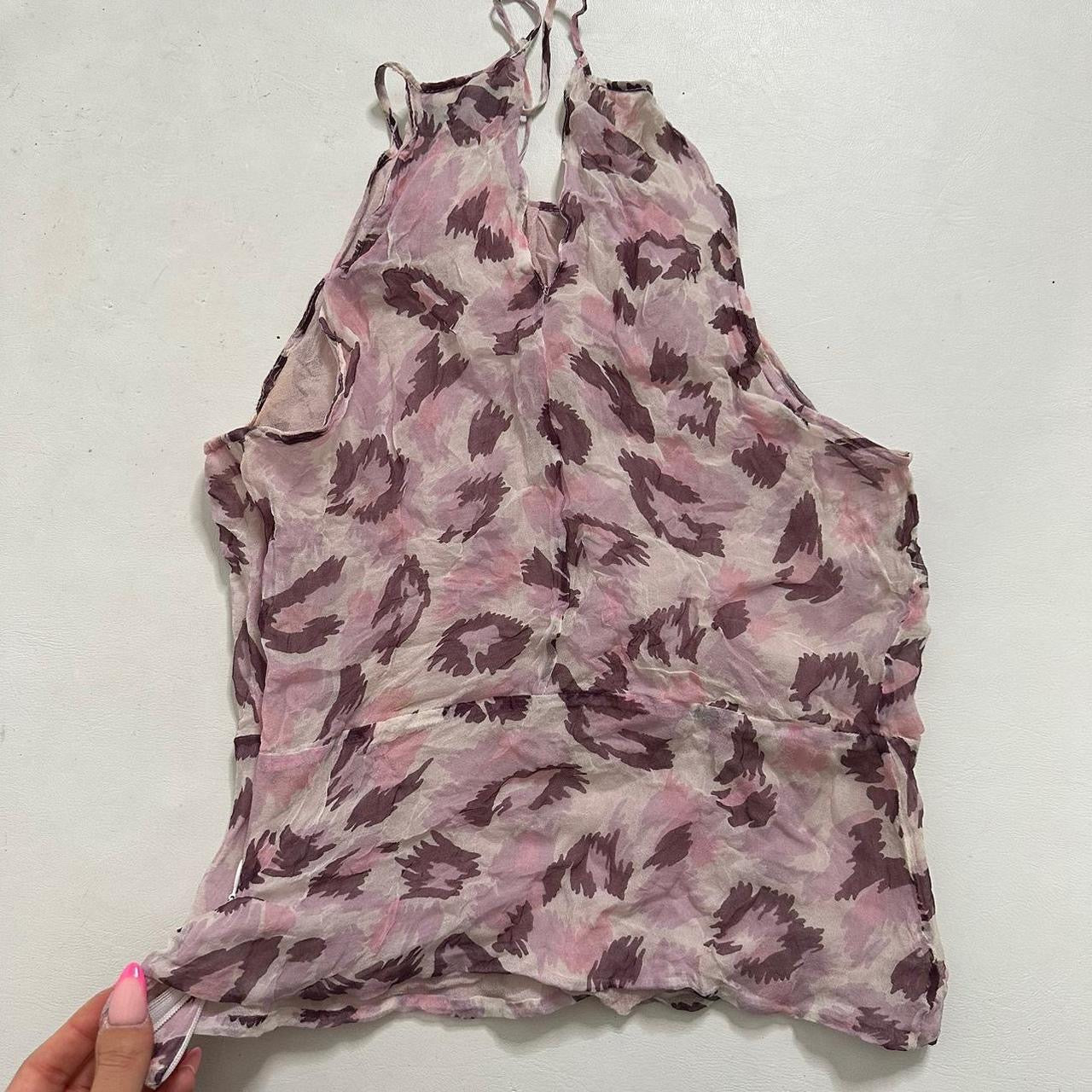 100% Silk Roberto Verino pink leopard top