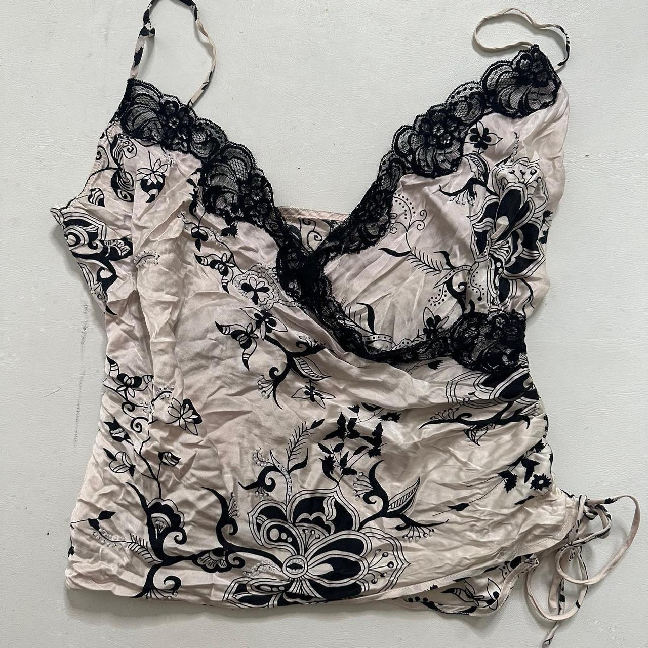 100% Silk lace ruched cami