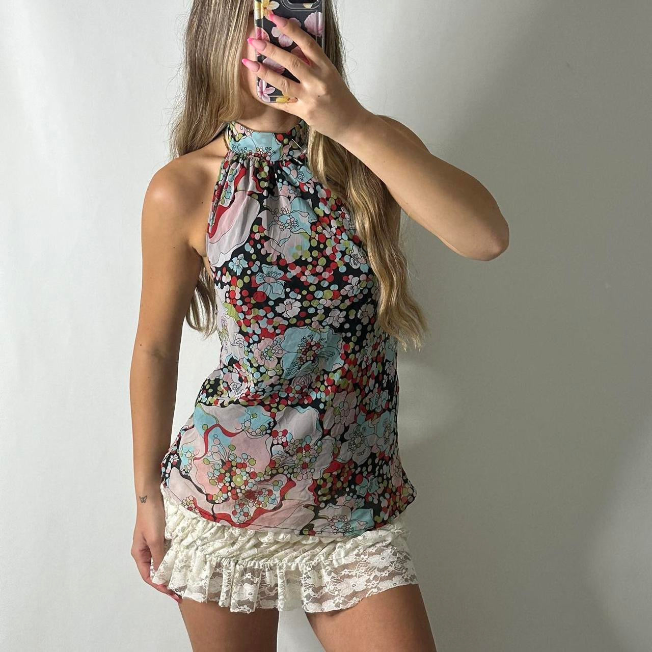 Paisley mesh halter top