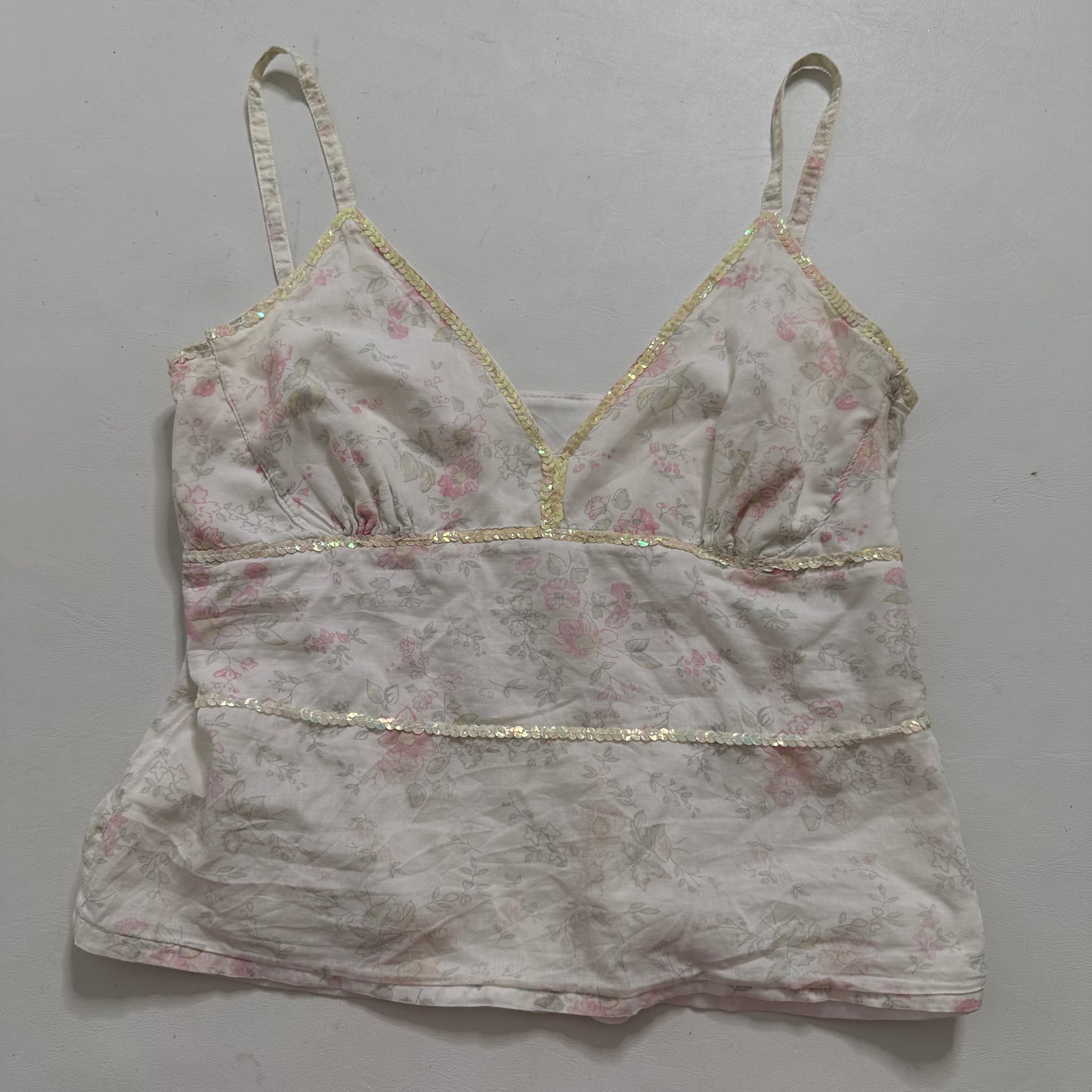 Floral sequin cami top