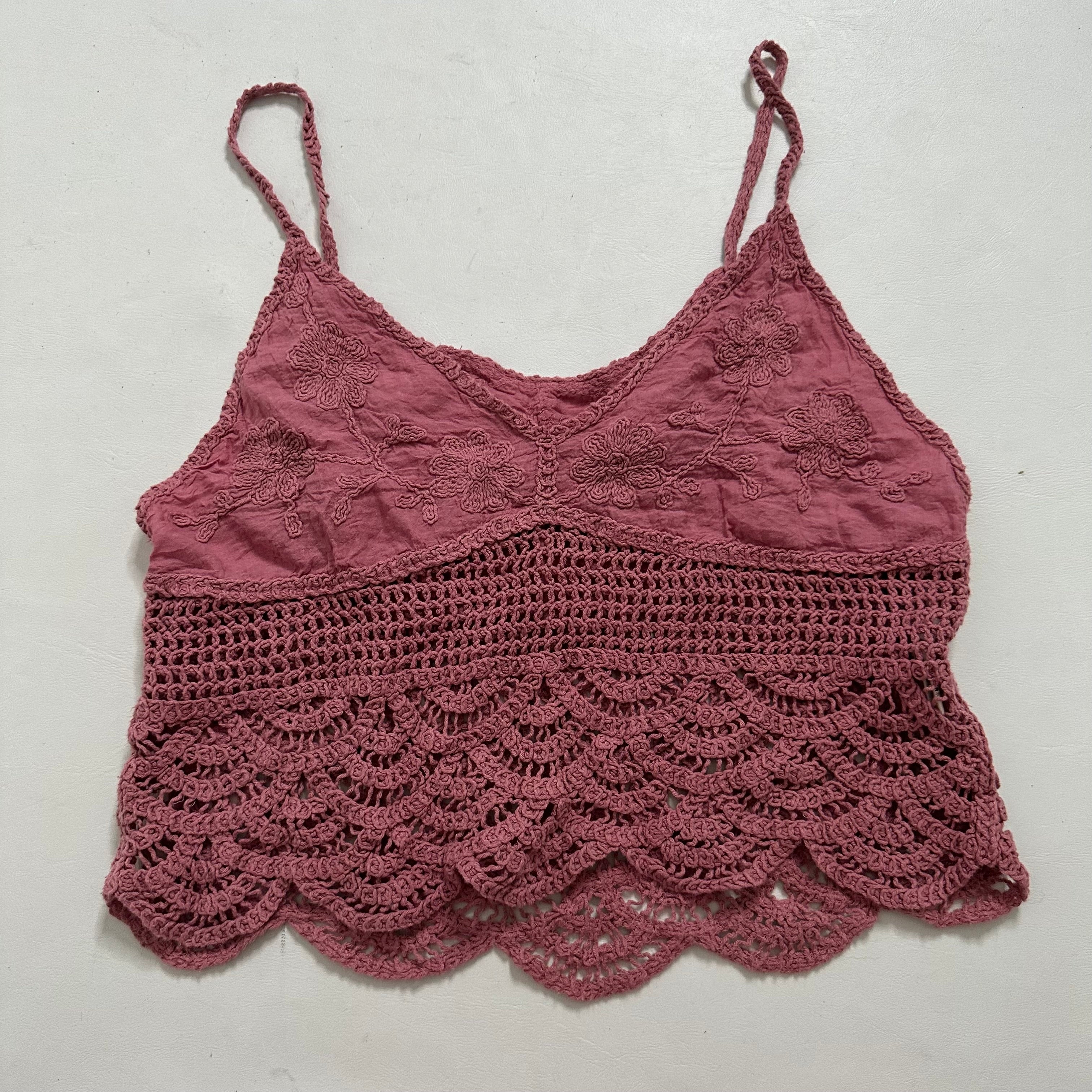 Crochet pink cami top
