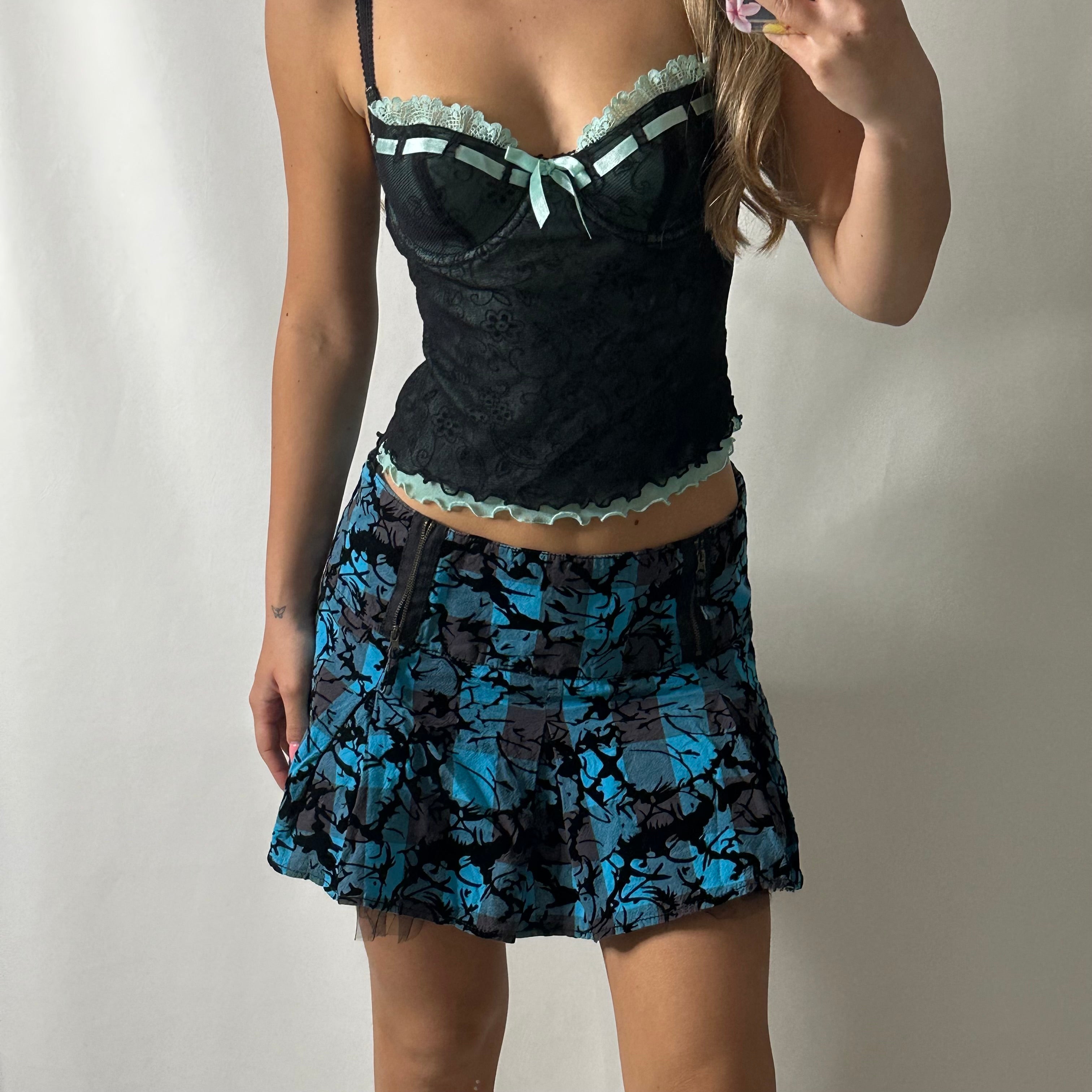 Checkered plaid skirt