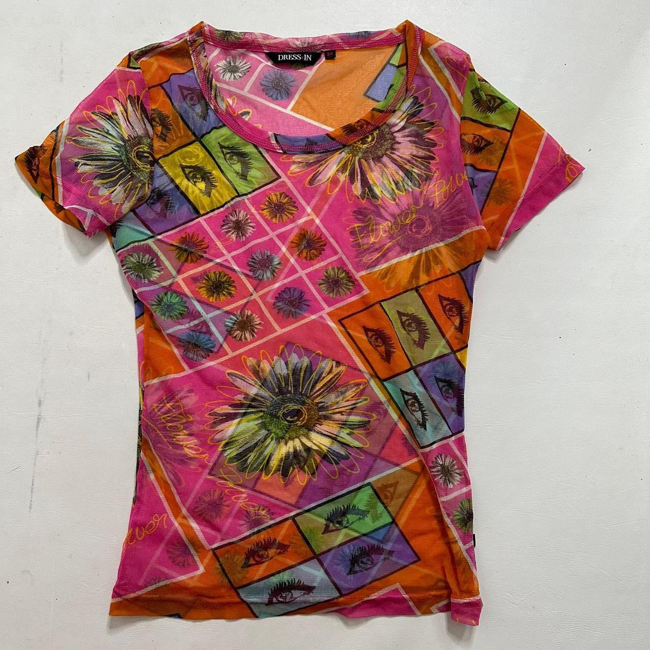 Eye print mesh baby tee