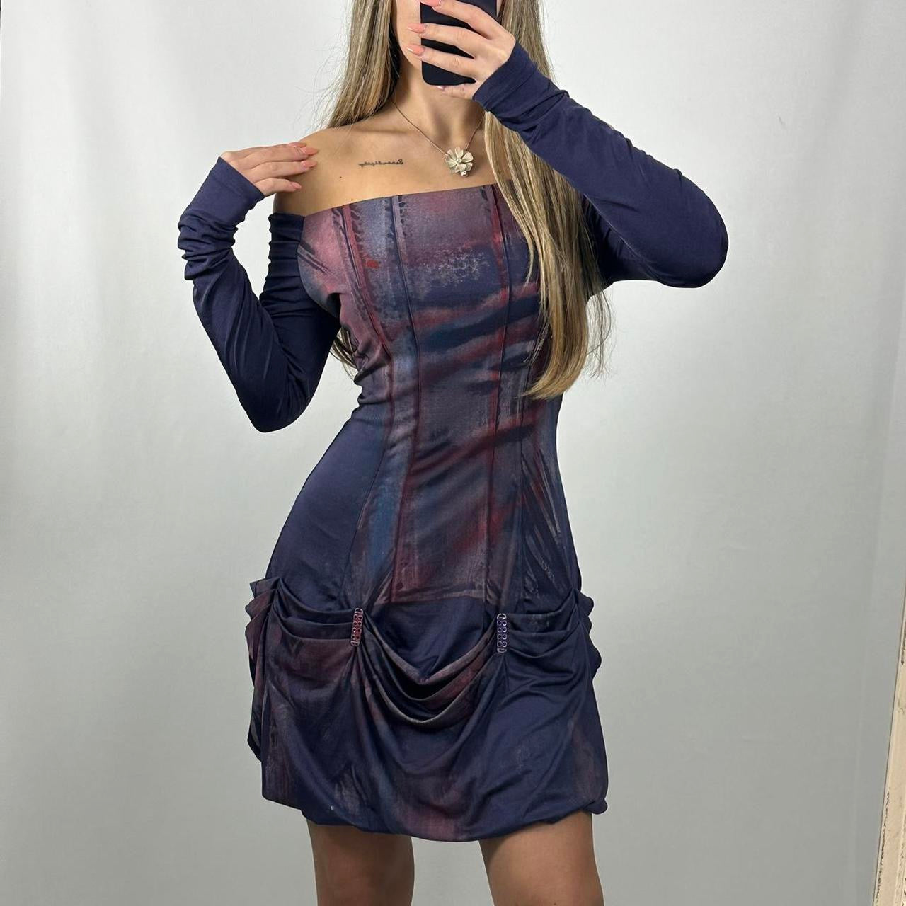 Save the Queen purple abstract print dress
