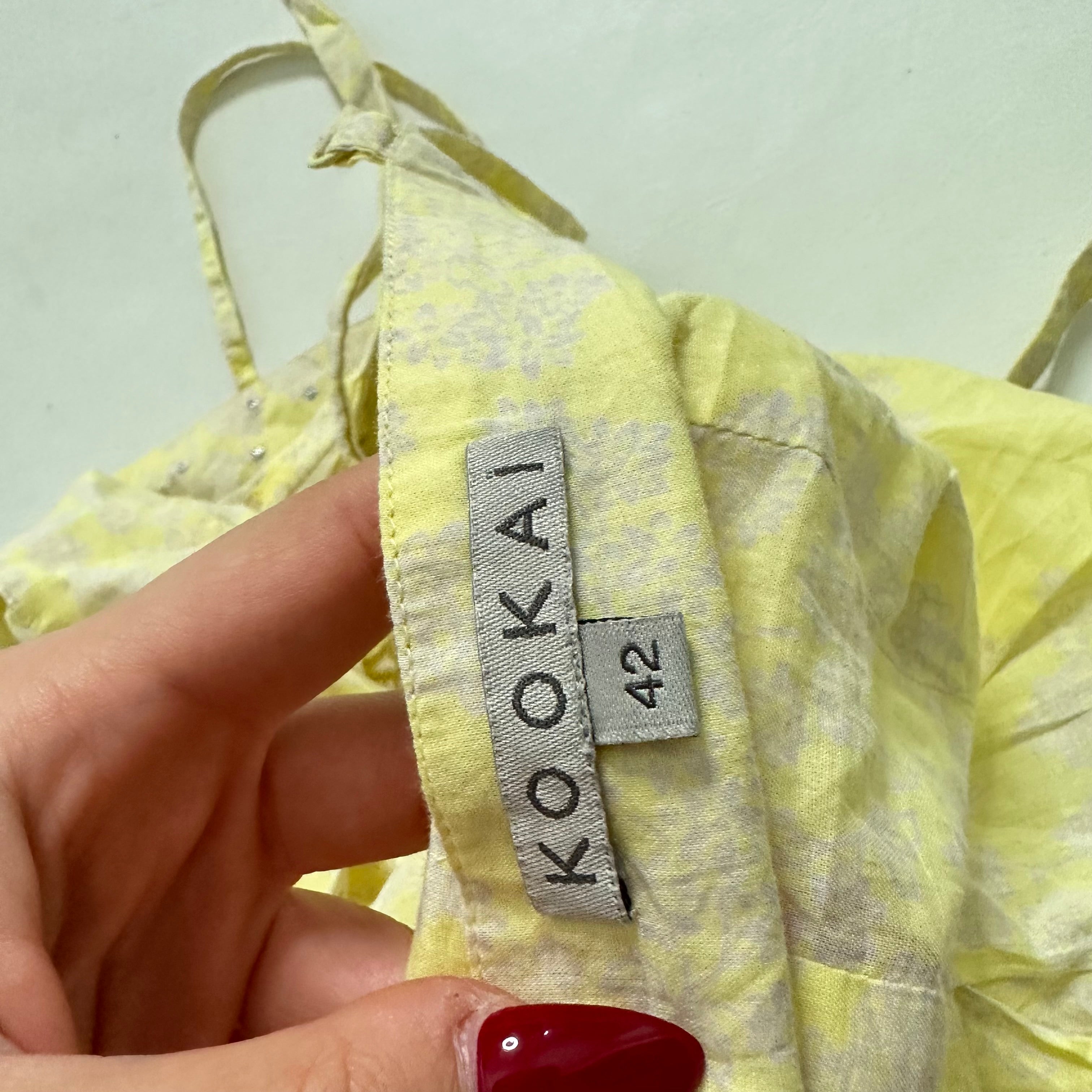 Kookai light yellow floral tie up cami