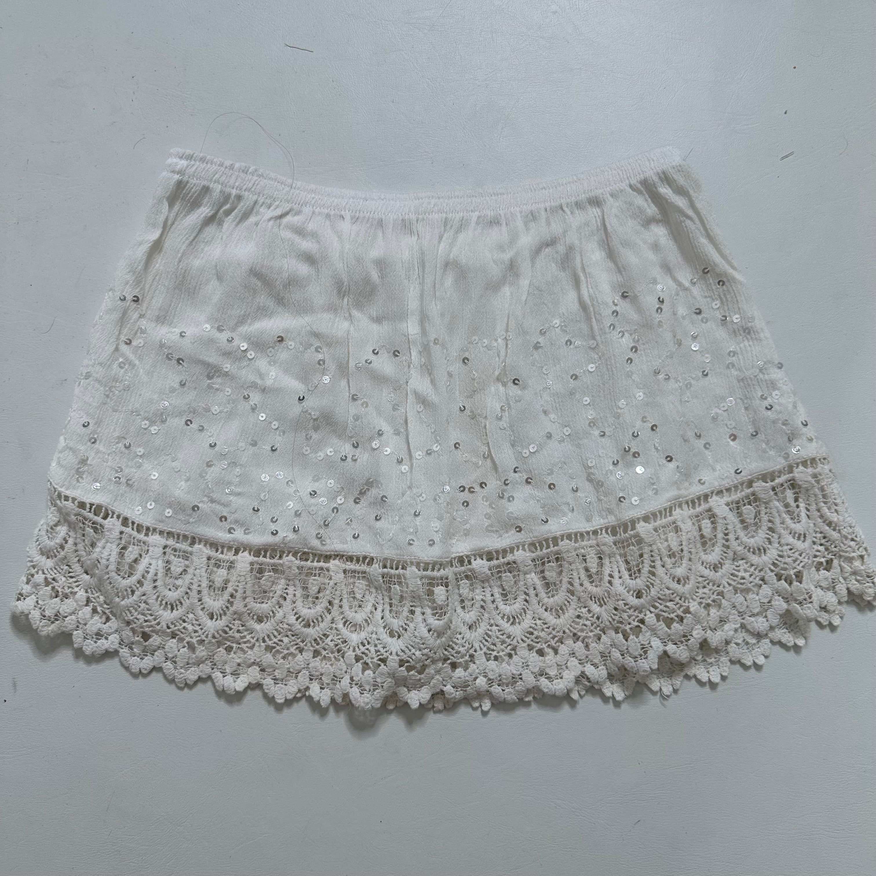 Sequin mini white skirt