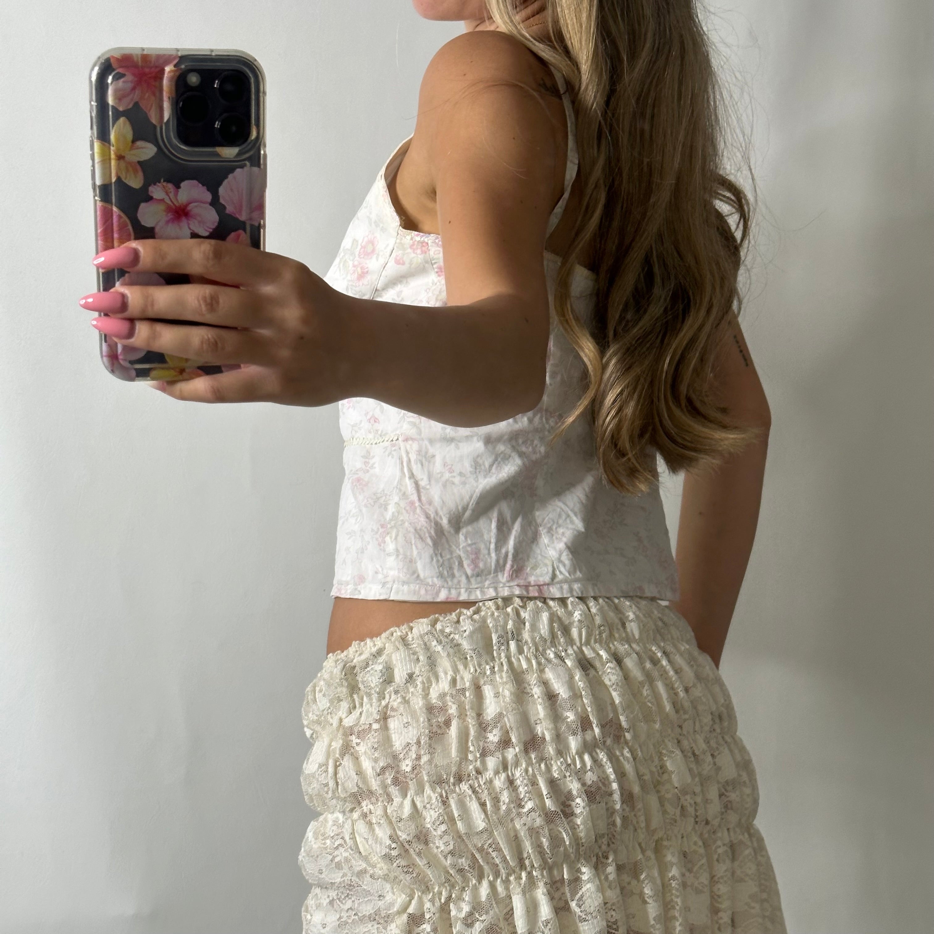 Floral sequin cami top
