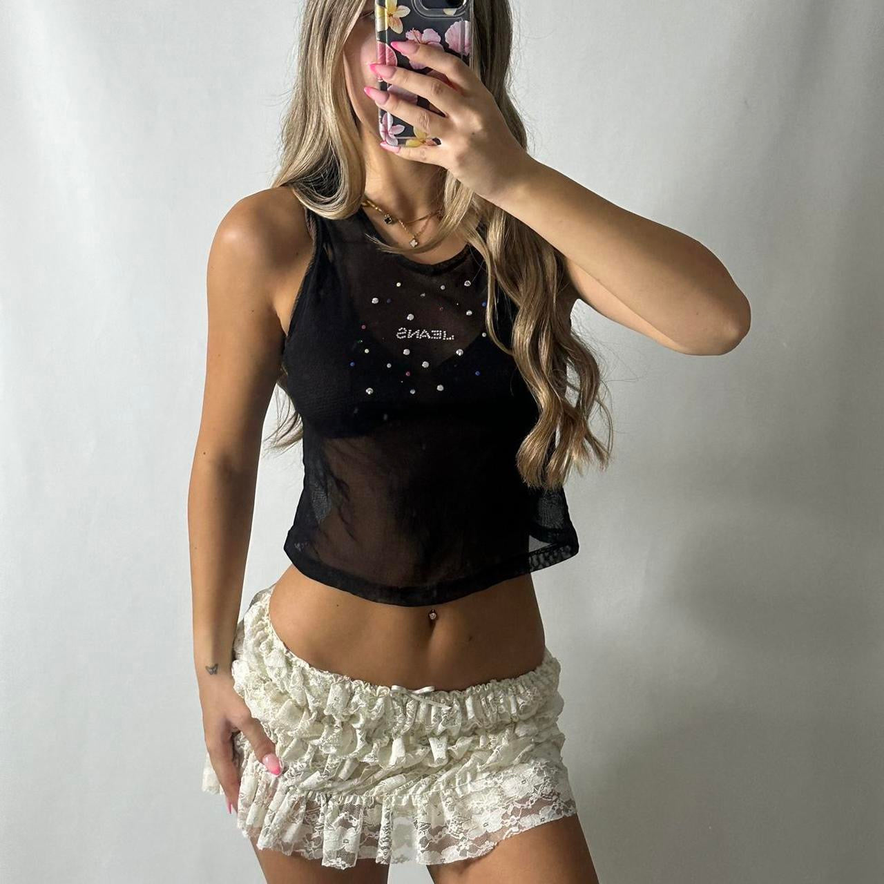 Mesh rhinestone top