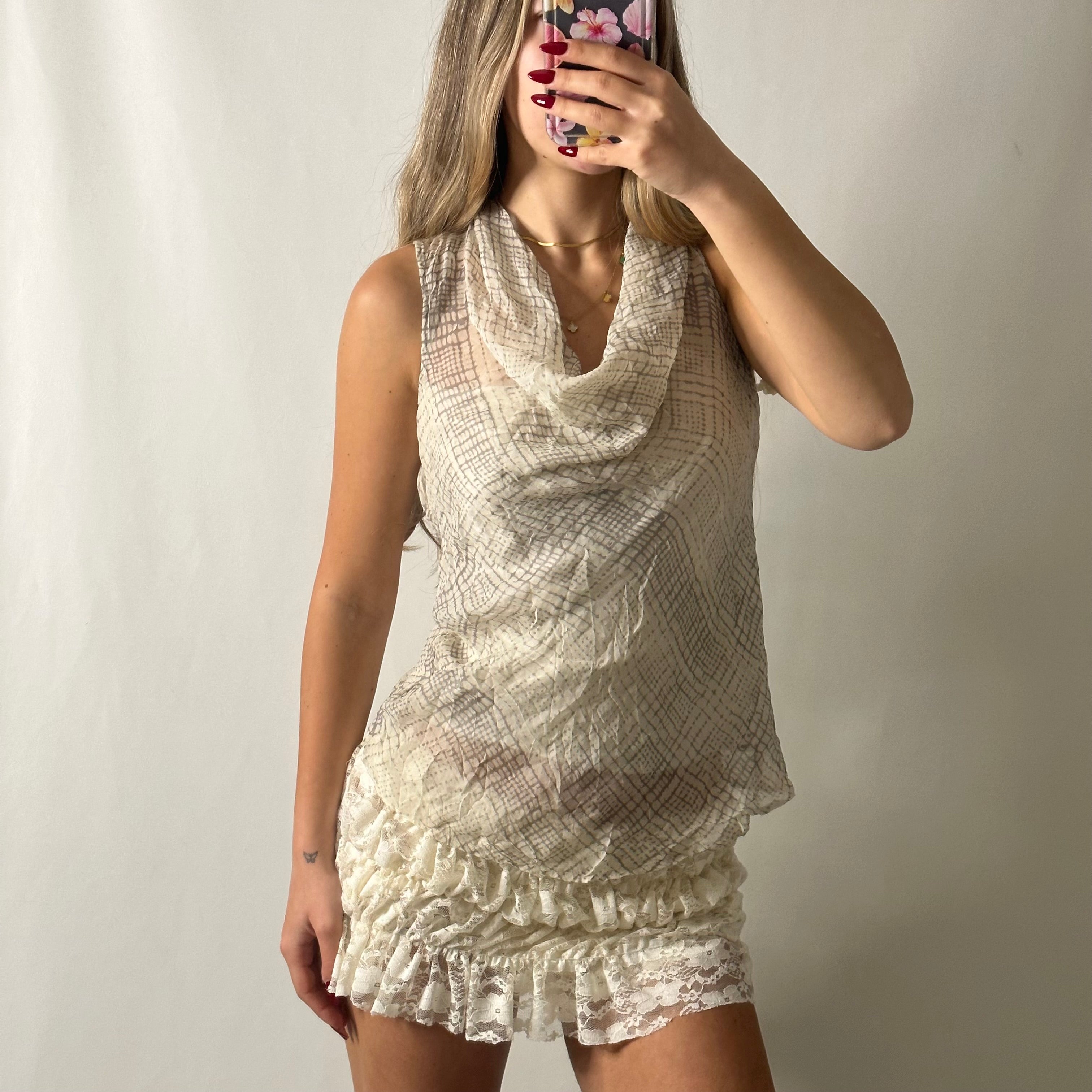 100% Silk double layered cowl neck top