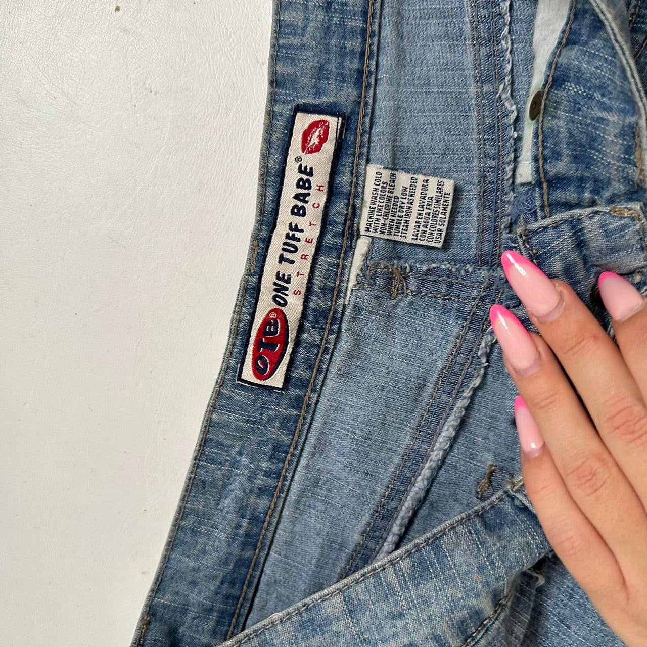 Low rise mini denim skirt