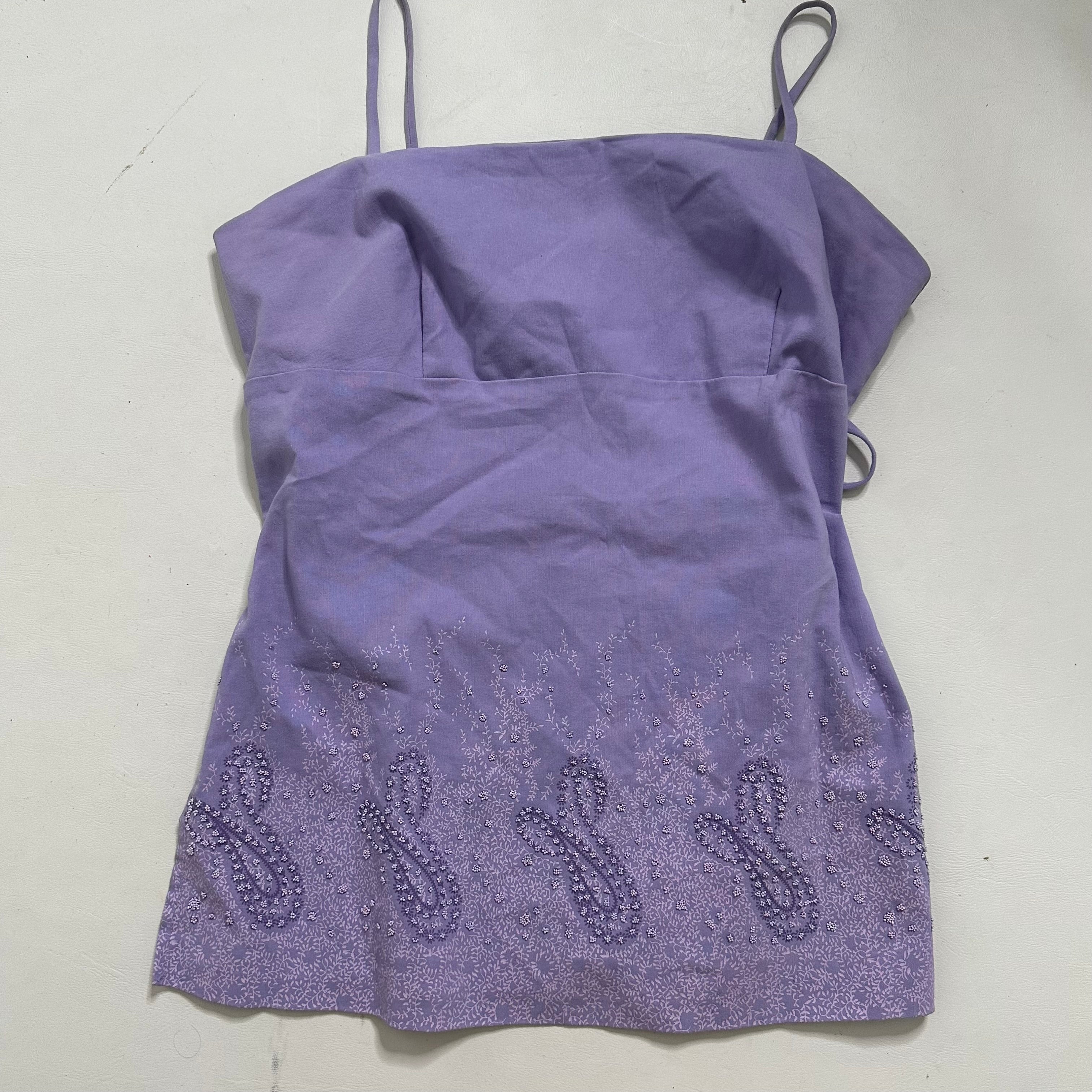 Lilac tie up beaded top