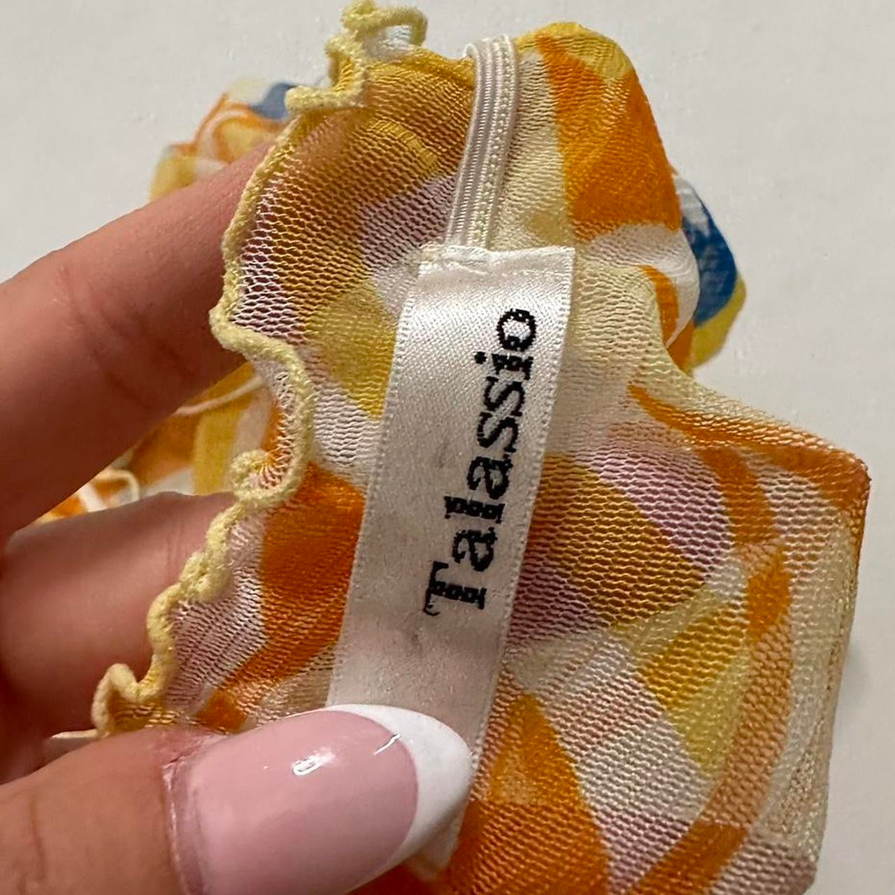 Yellow mesh swirl print top