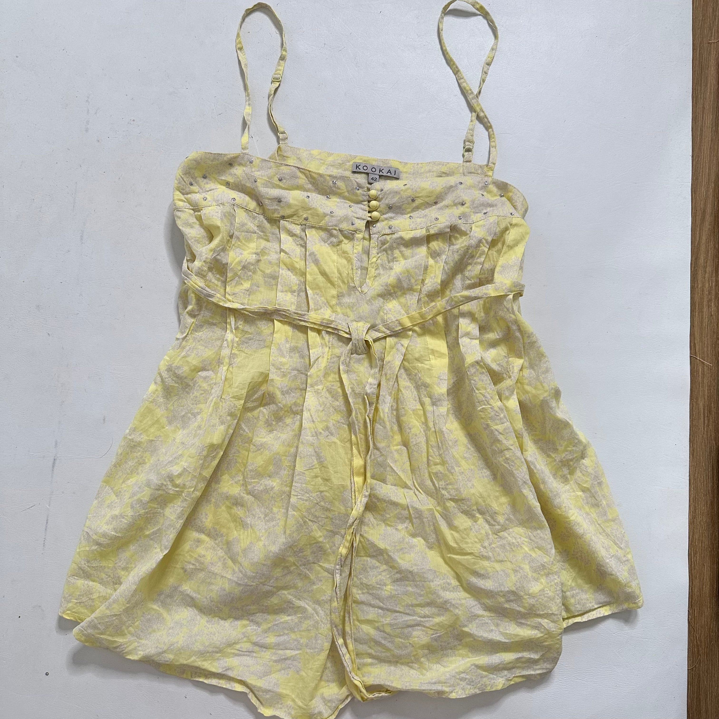 Kookai light yellow floral tie up cami