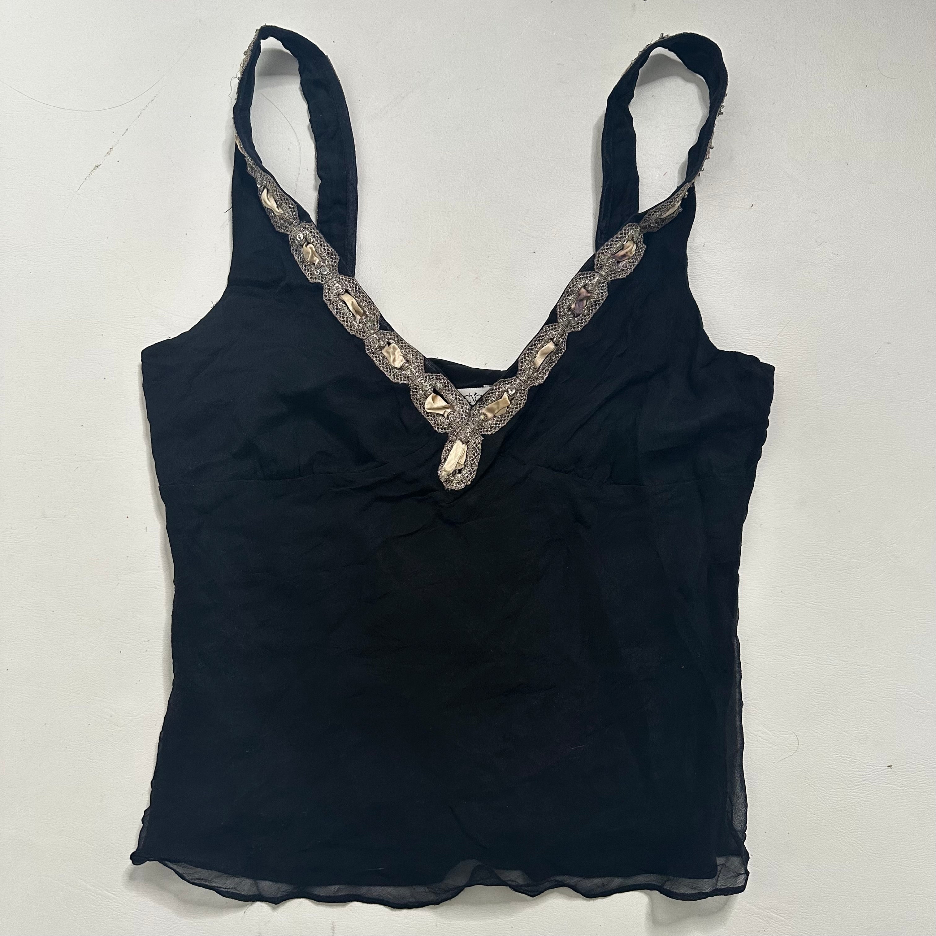 Black cami with beaded detailing