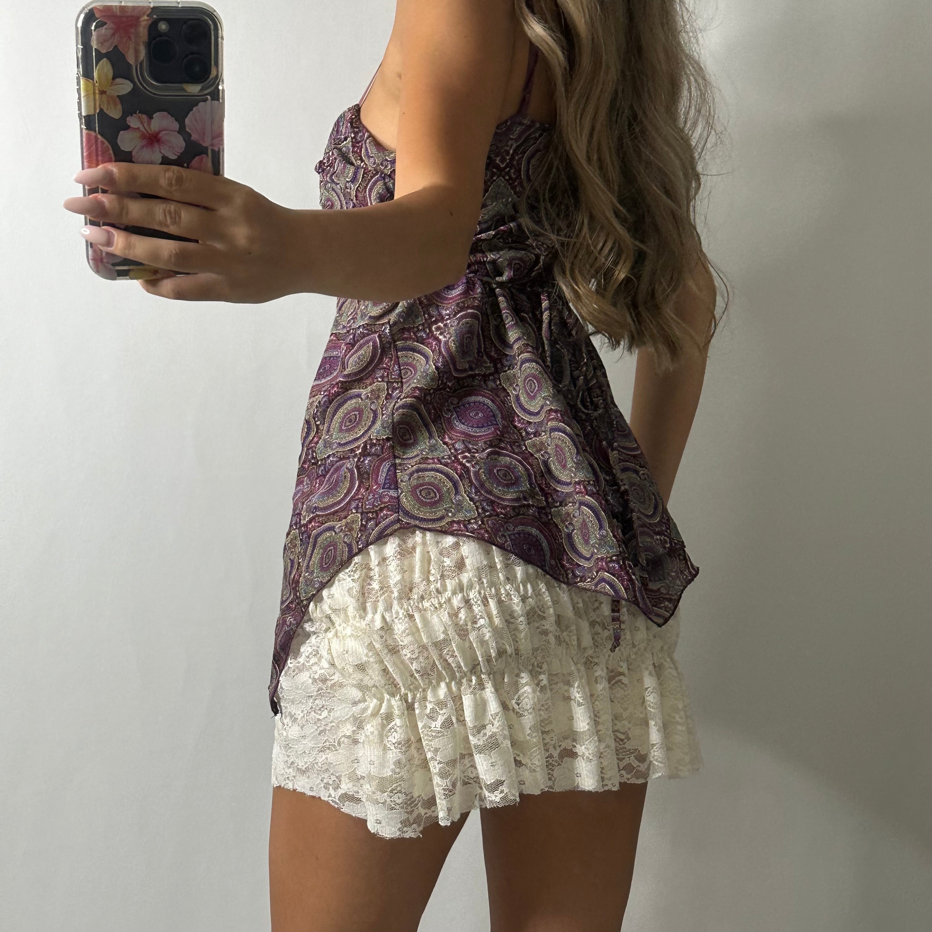 Purple paisley print fairy cami