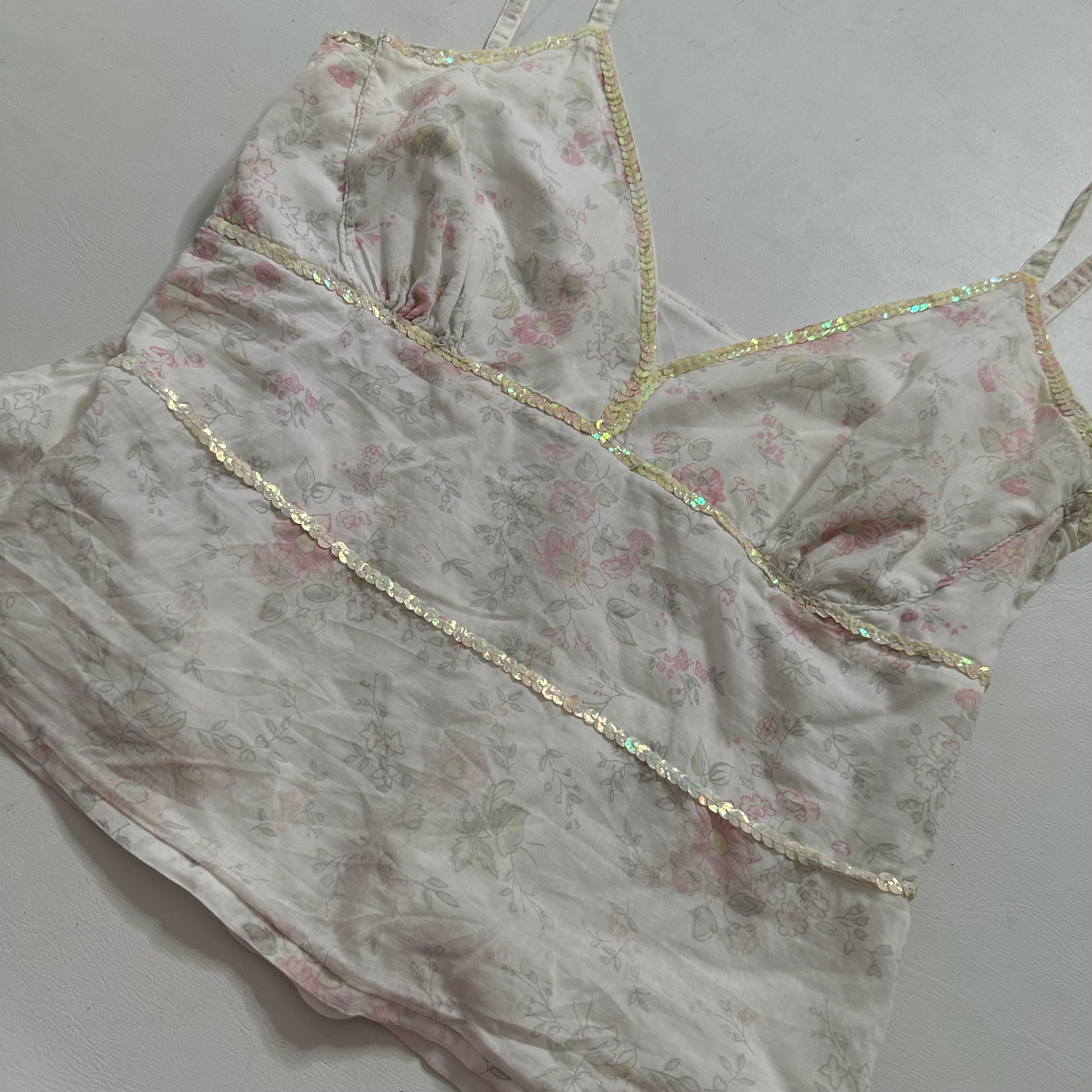Floral sequin cami top