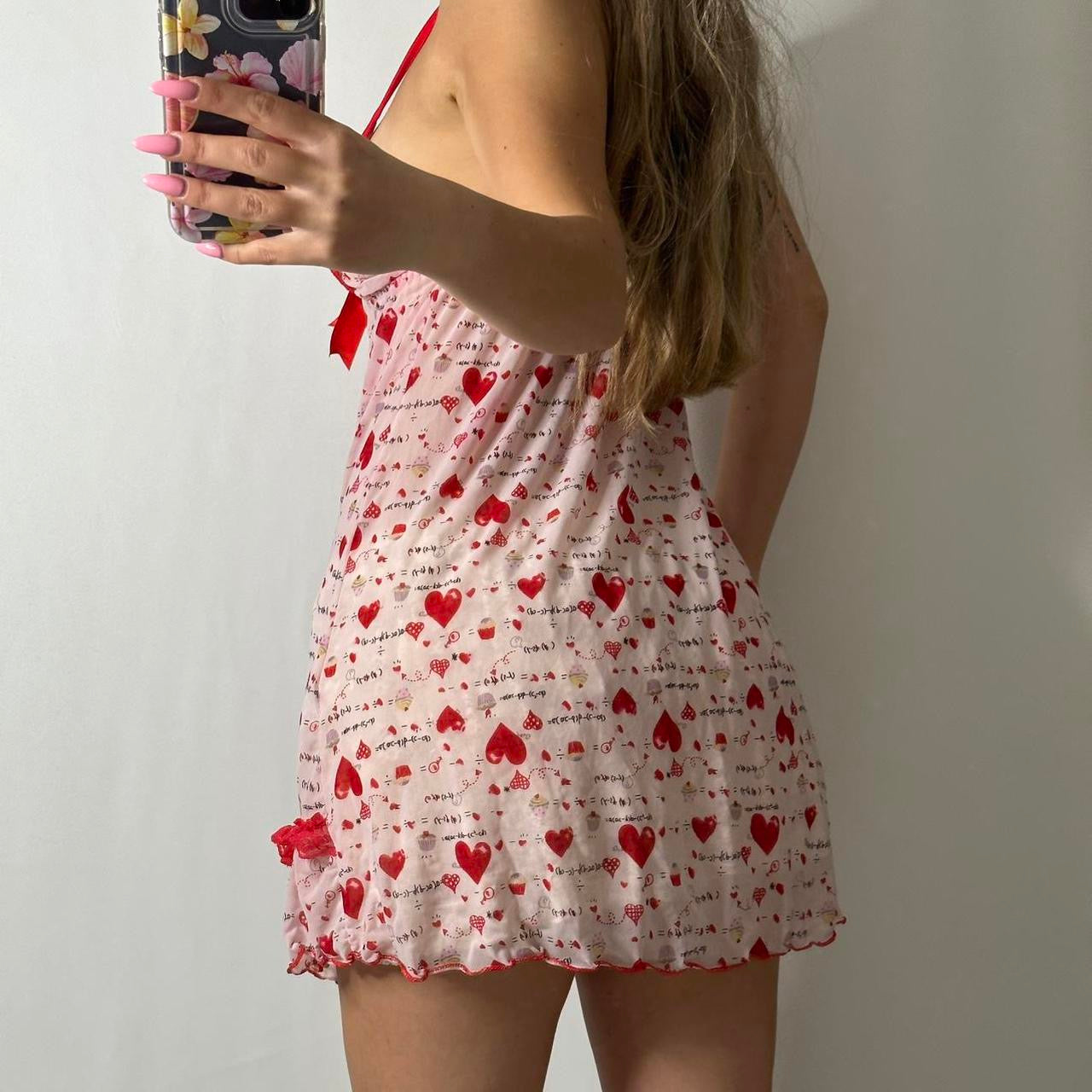 Mesh heart slip dress