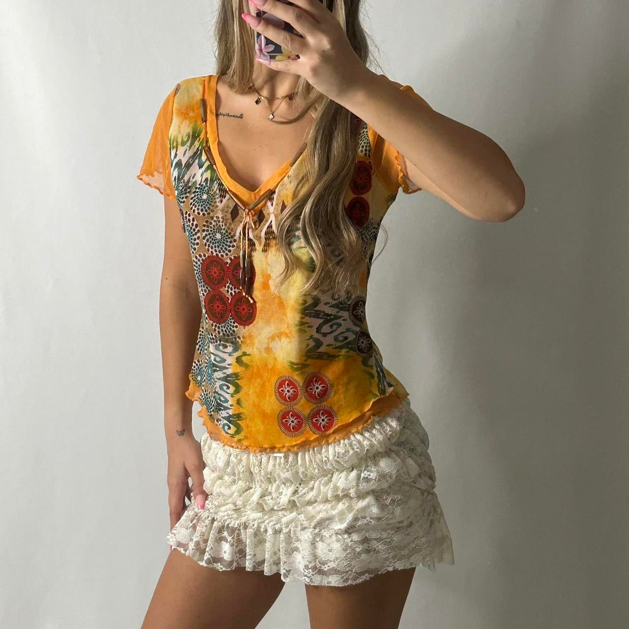 Made in france Mesh floral top