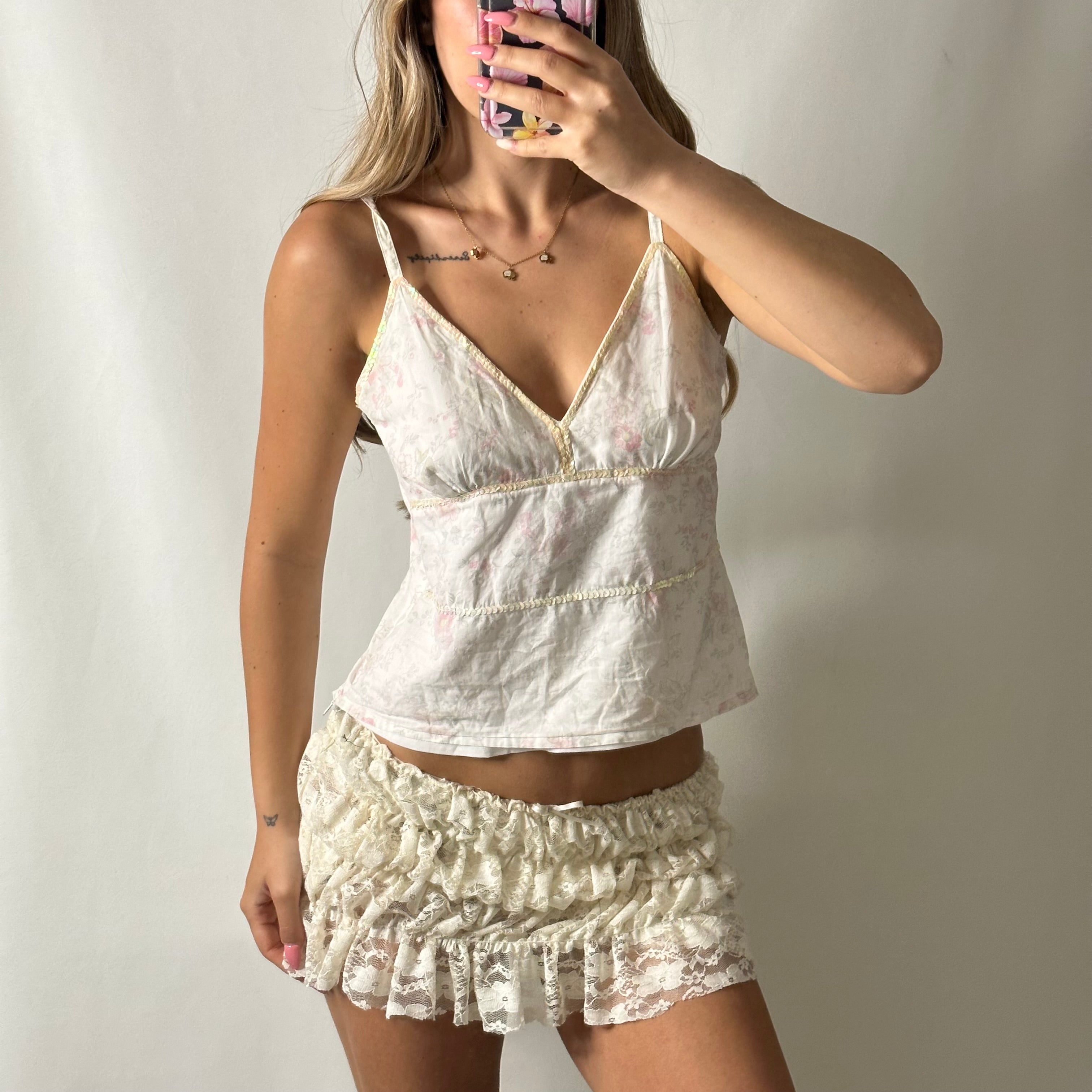 Floral sequin cami top
