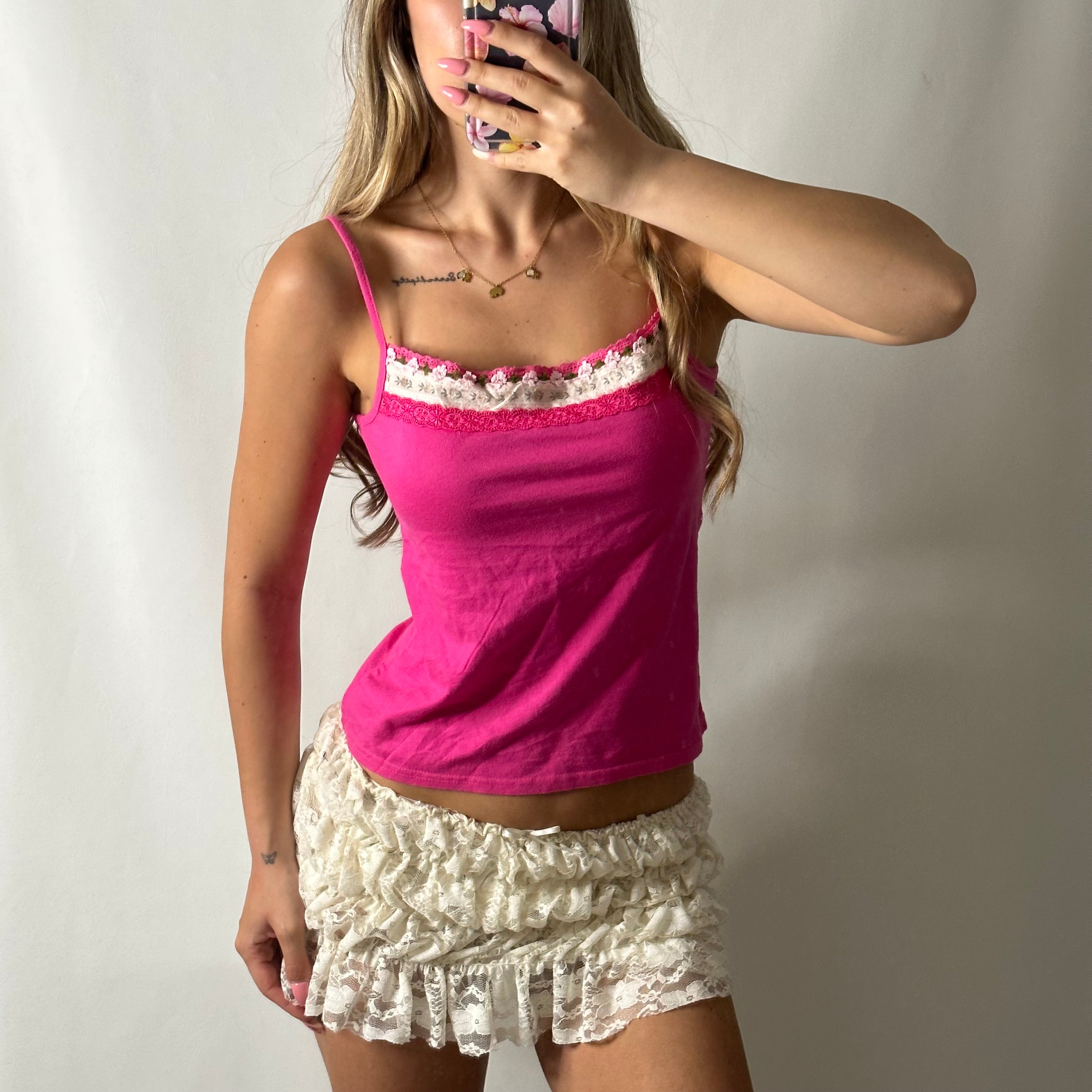 Pink floral cami