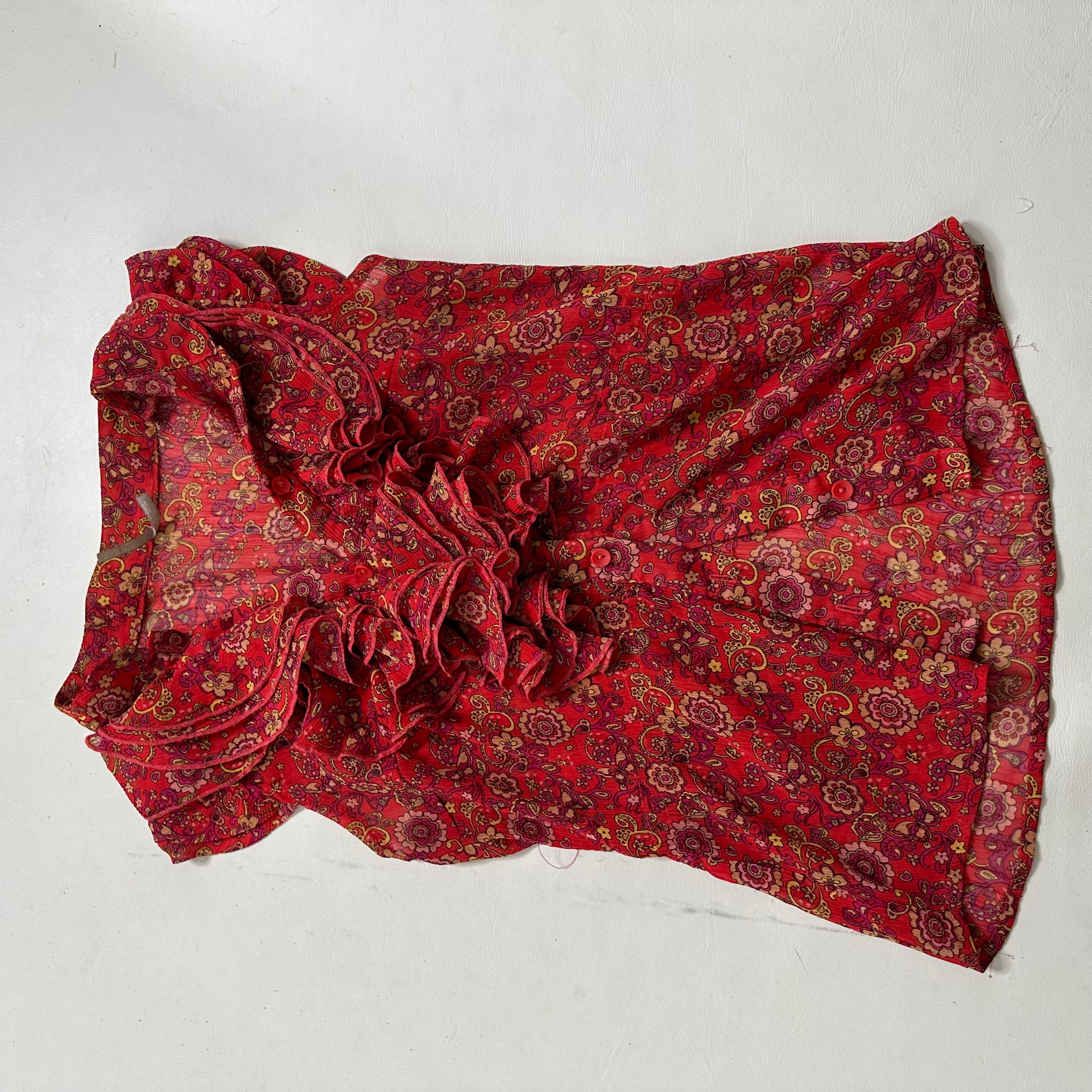 Ruffle mesh blouse