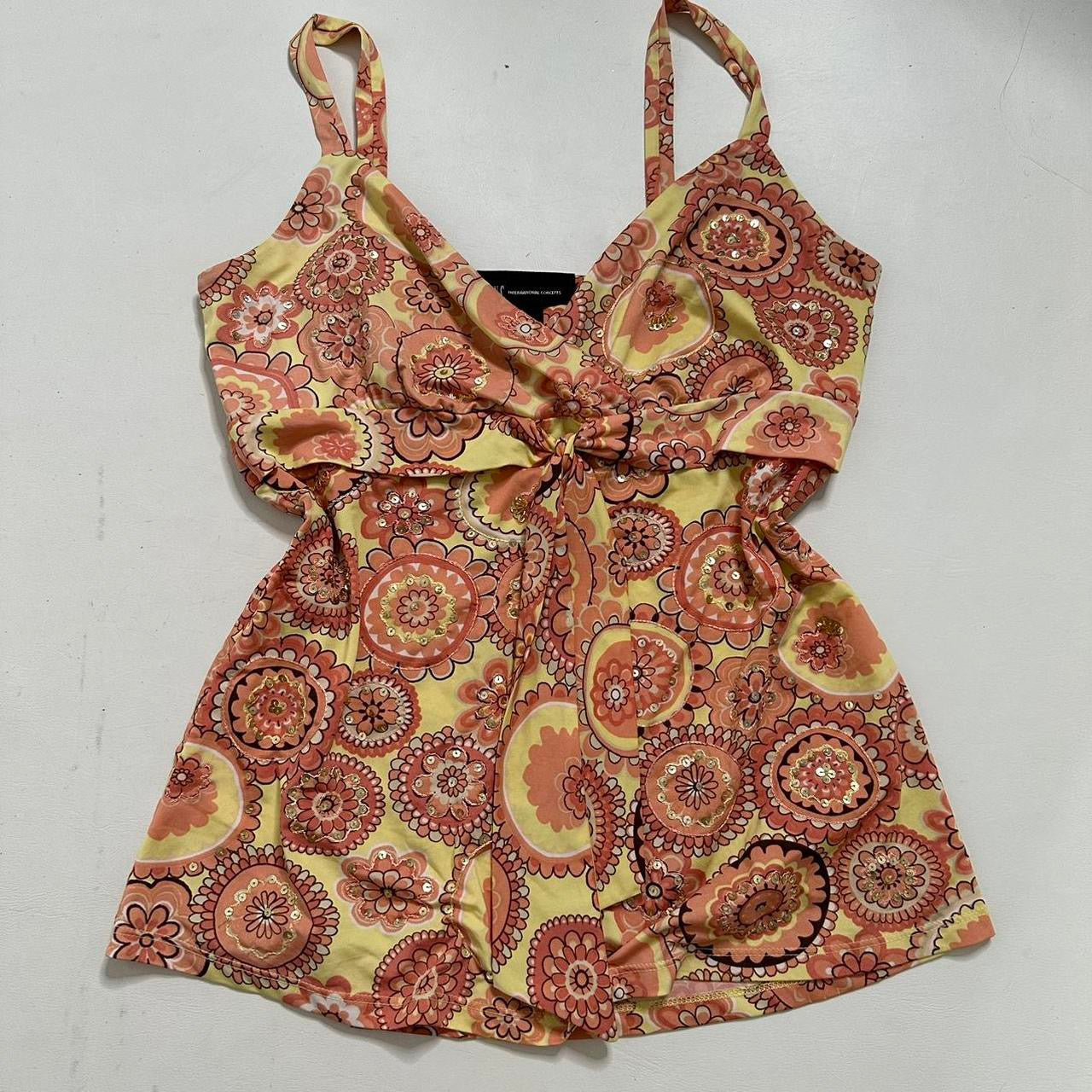 Yellow pink paisley cami