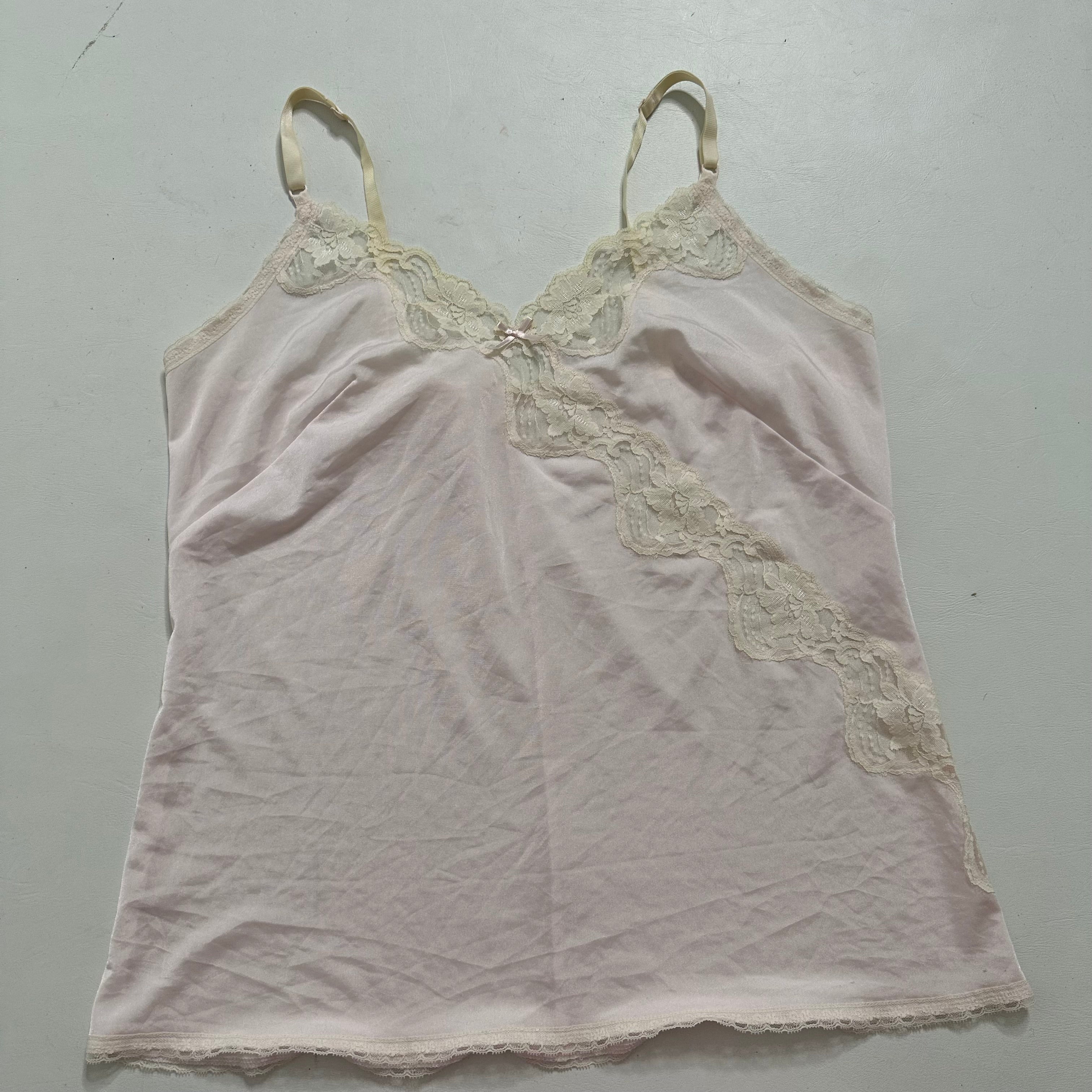 Pink cami top with lace lining