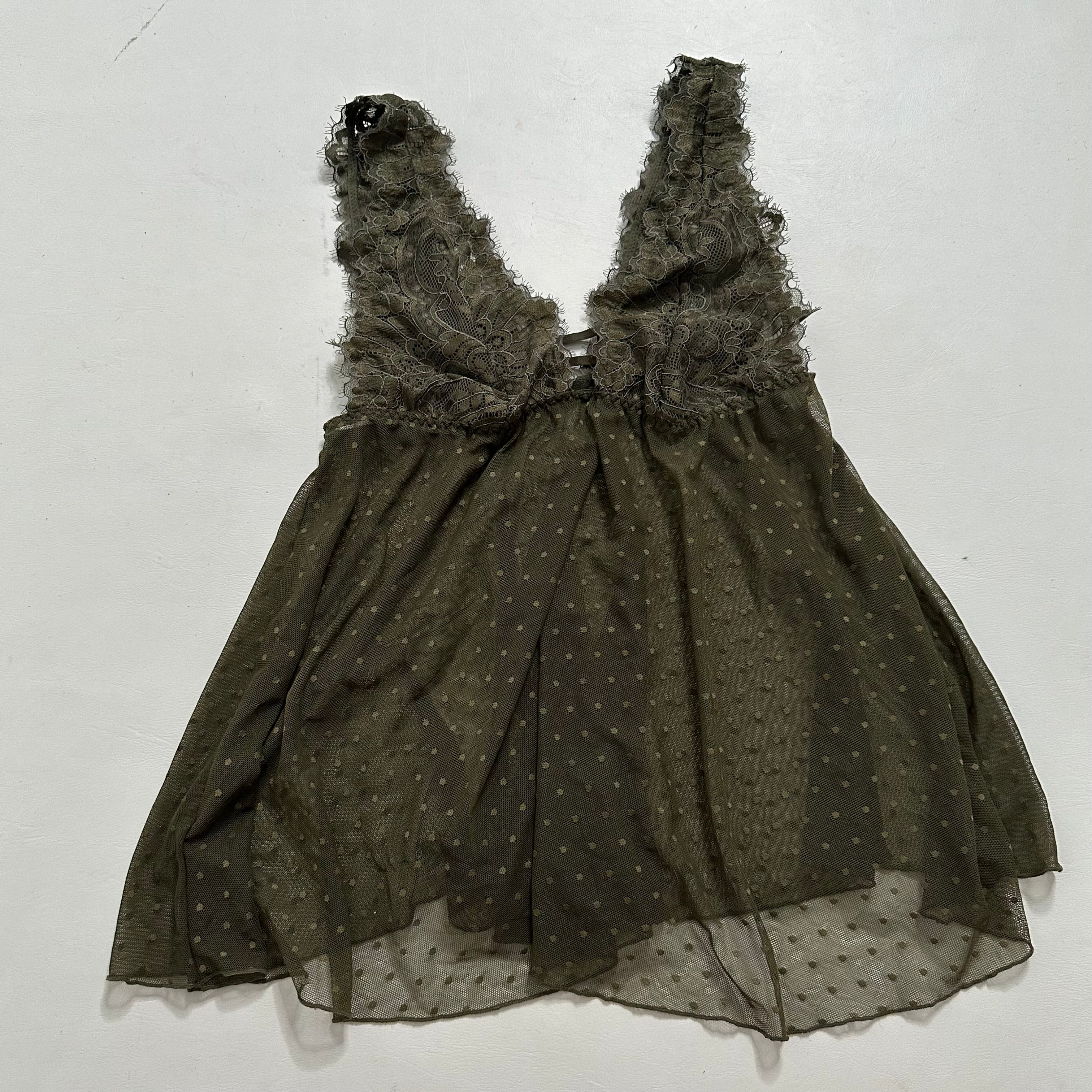 Khaki mesh fairy lace top