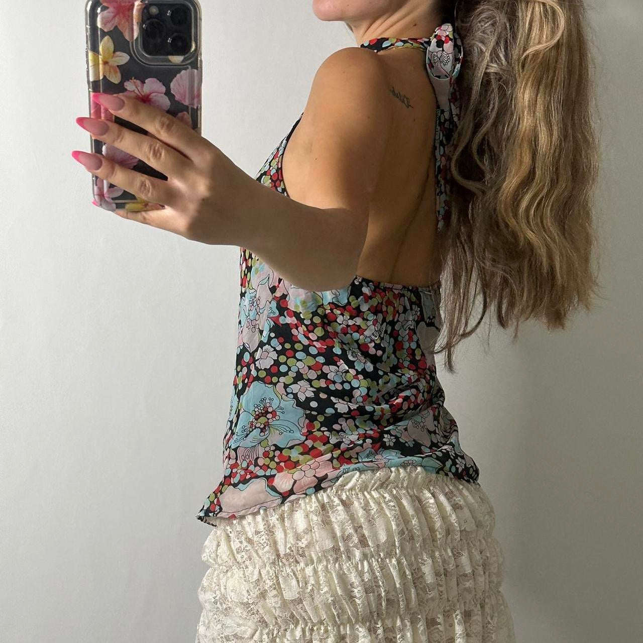 Paisley mesh halter top