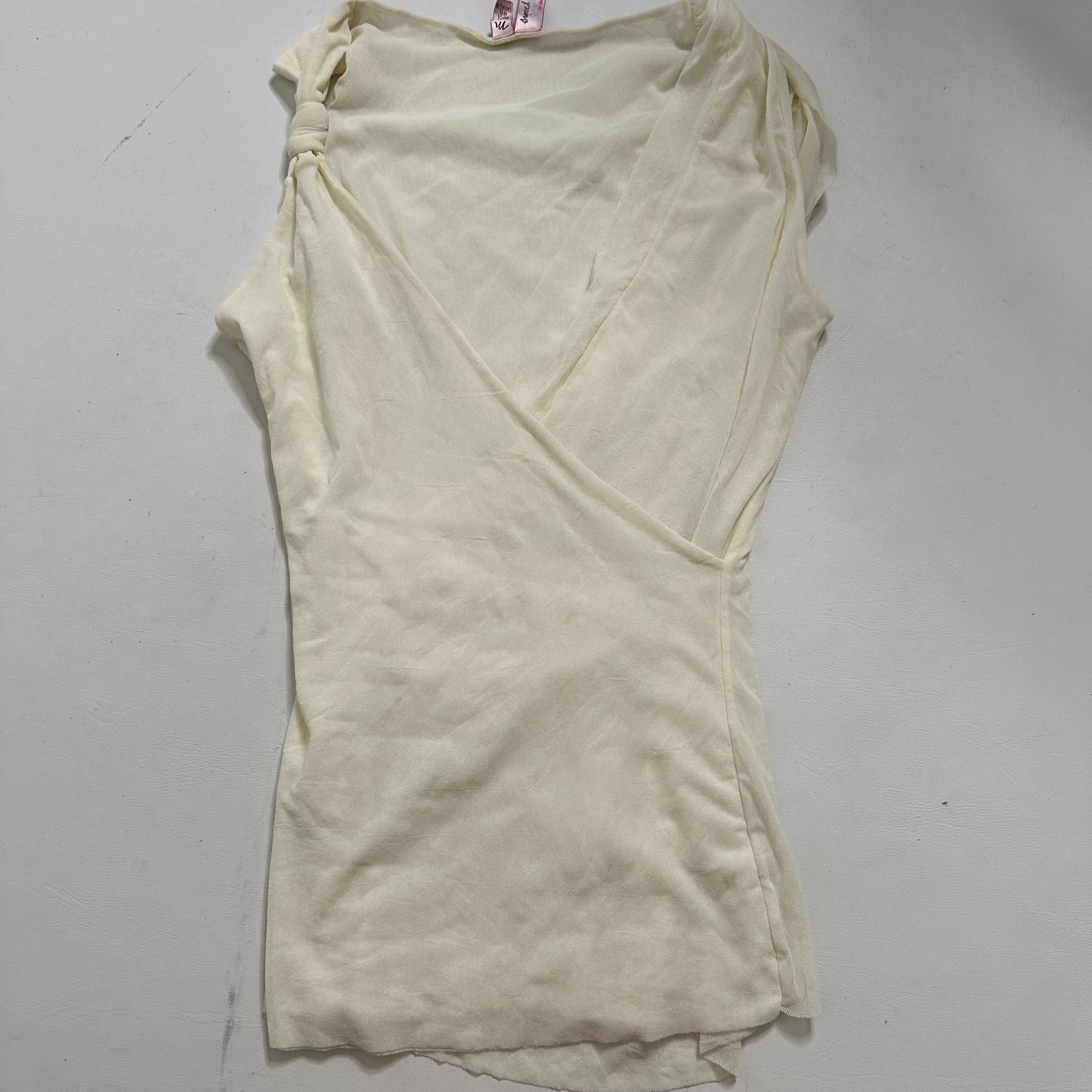 Cream mesh ruched top