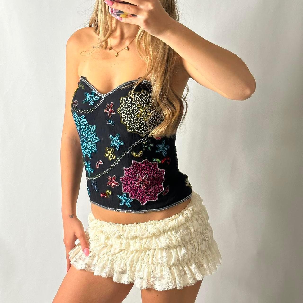 Pure Silk beaded corset