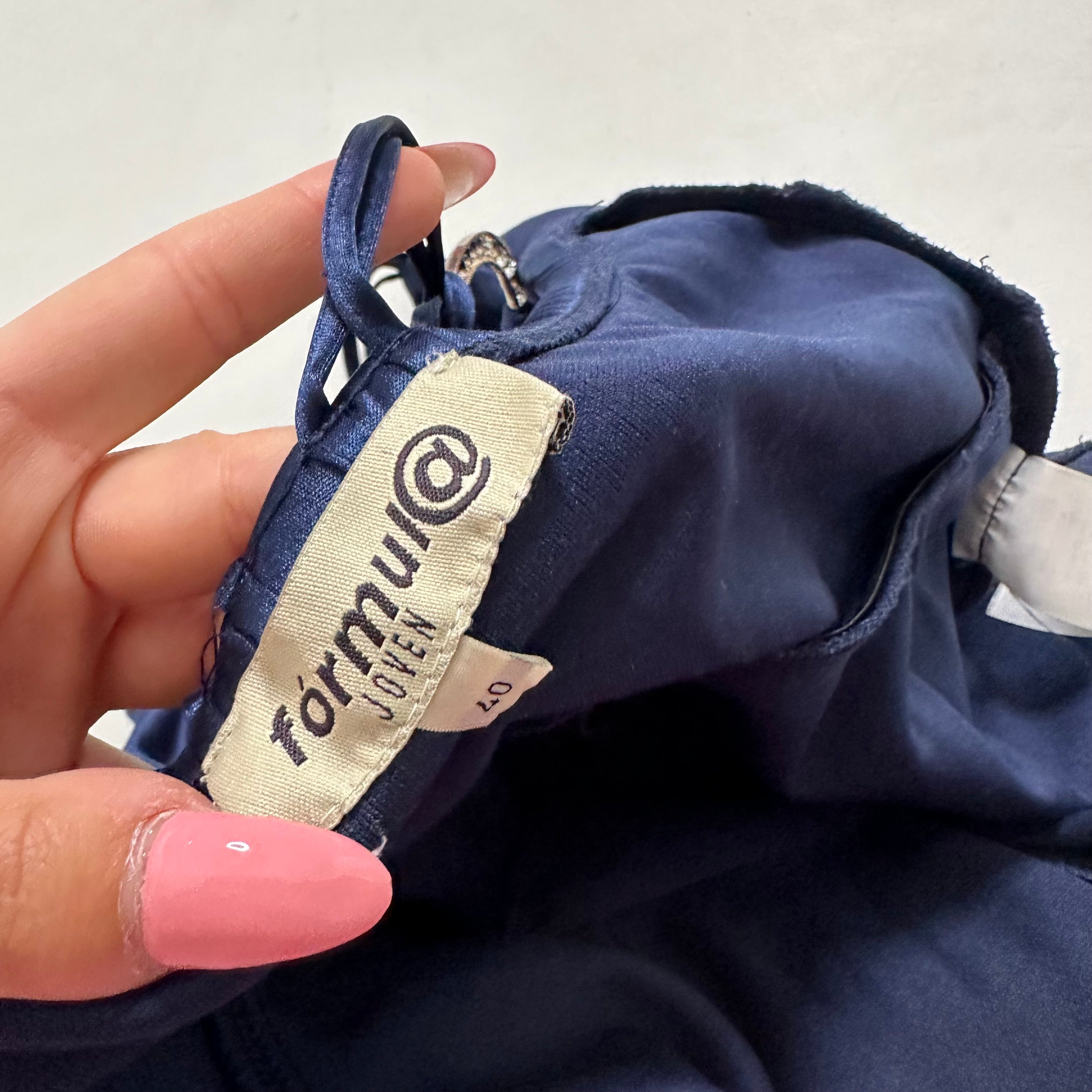 Navy satin fairy dress with o ring buckle
