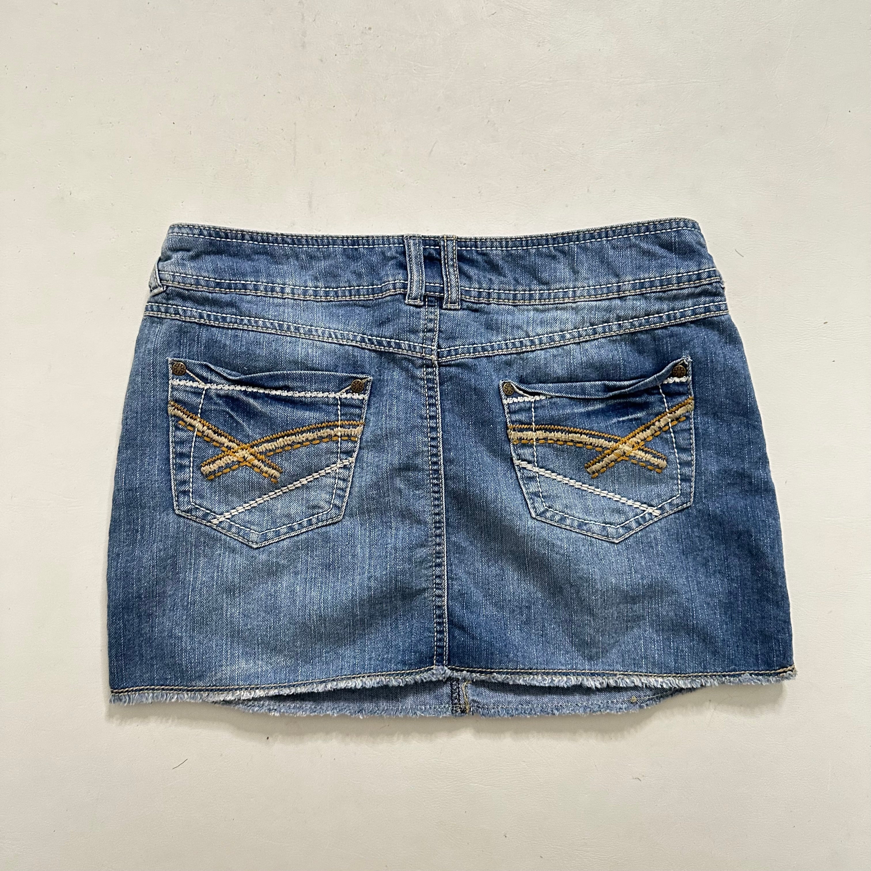 Mini denim skirt with contrast stitching