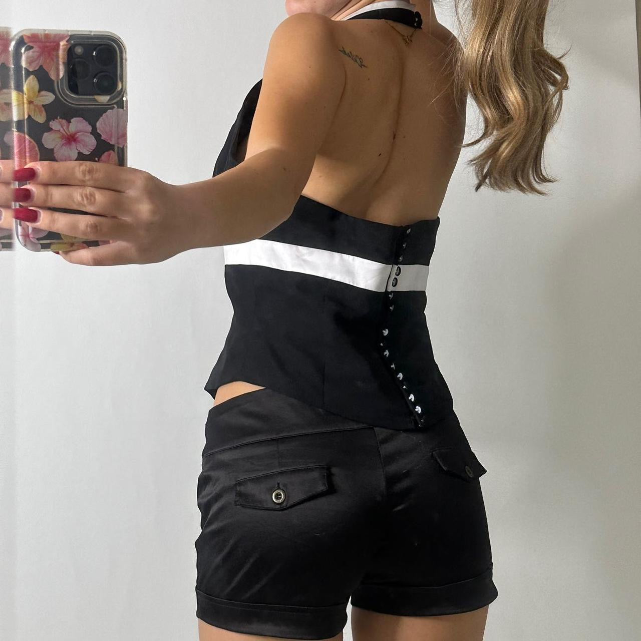 Black halter top with buttons