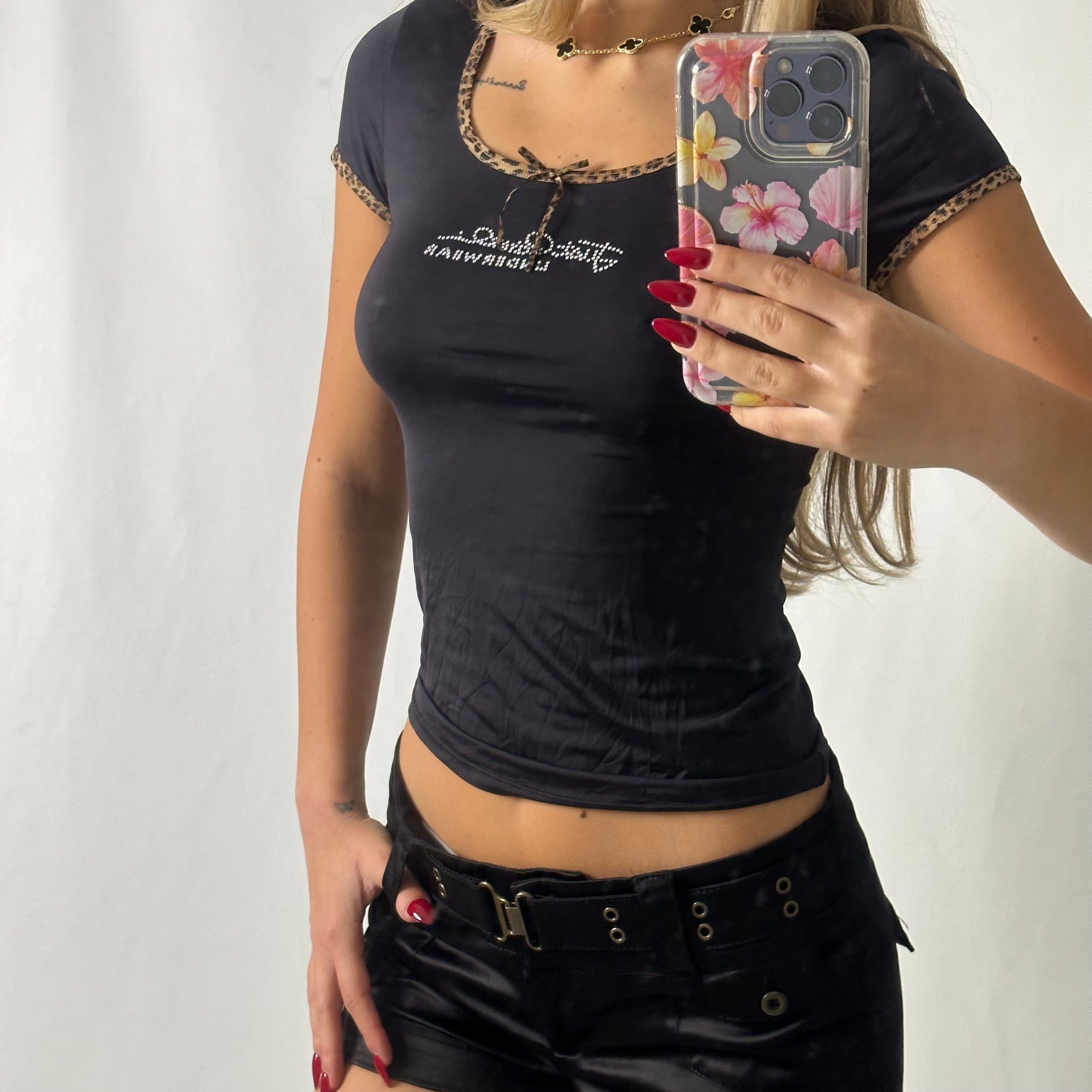 Roberto Cavalli leopard rhinestone baby tee