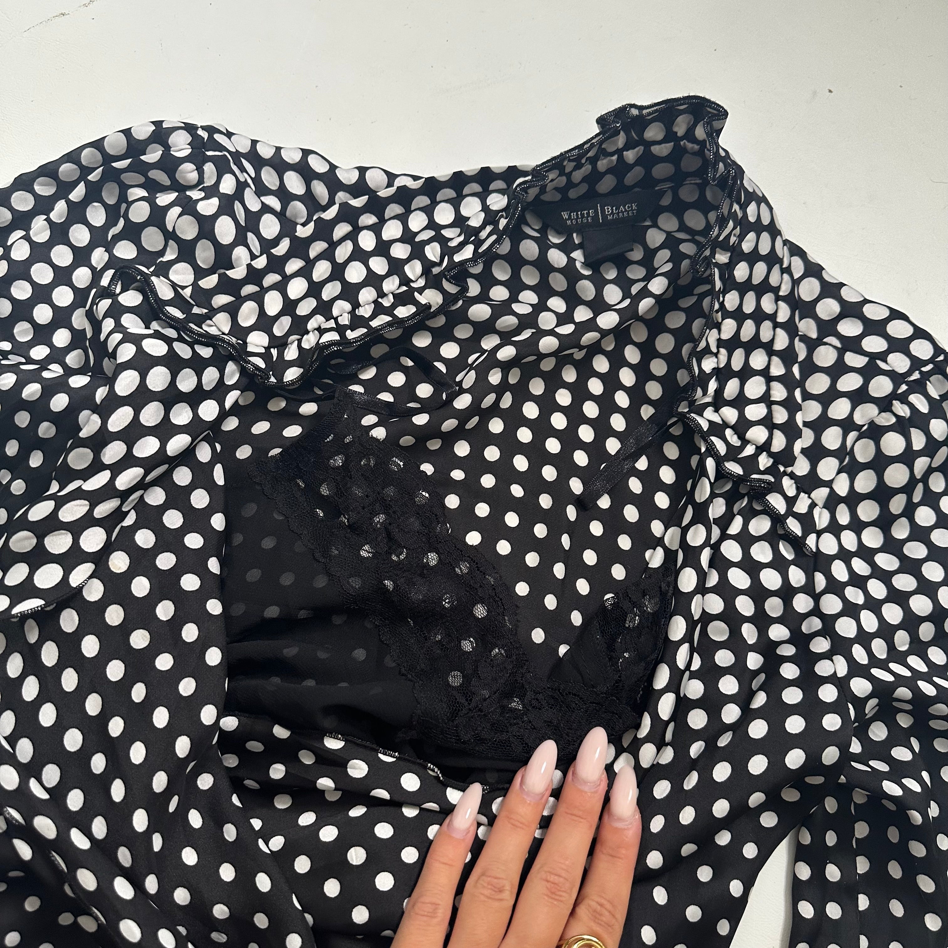 Polka dot wrap over double layered shirt