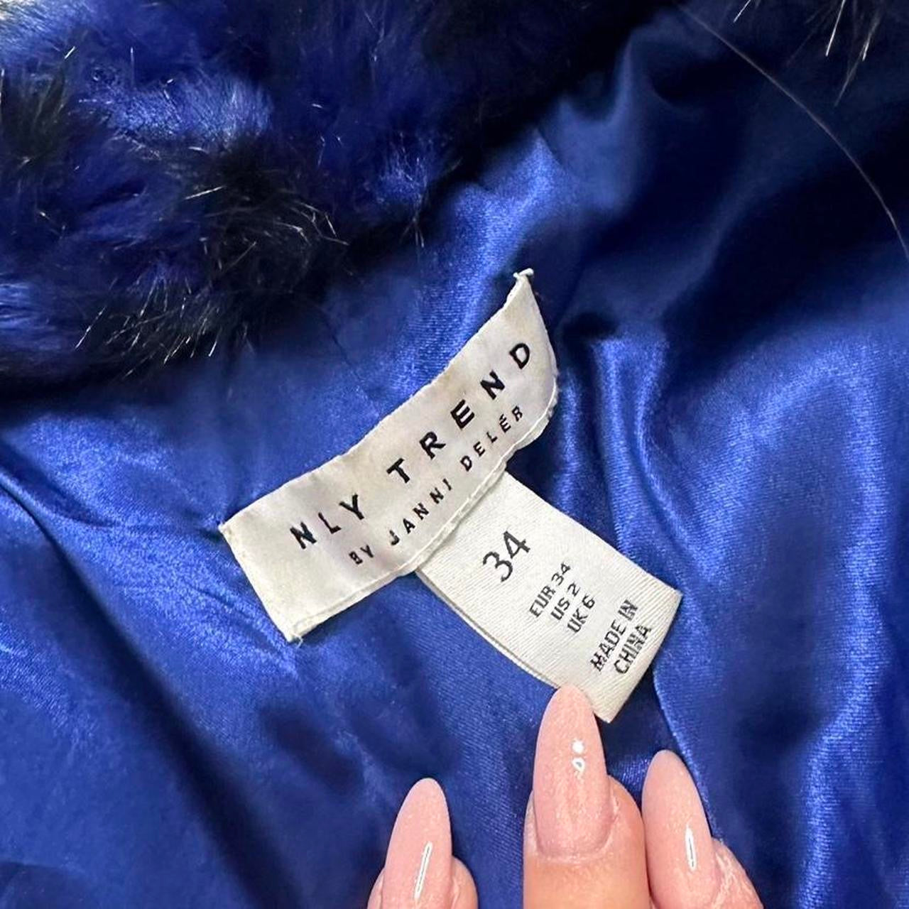 Blue fur cropped jacket