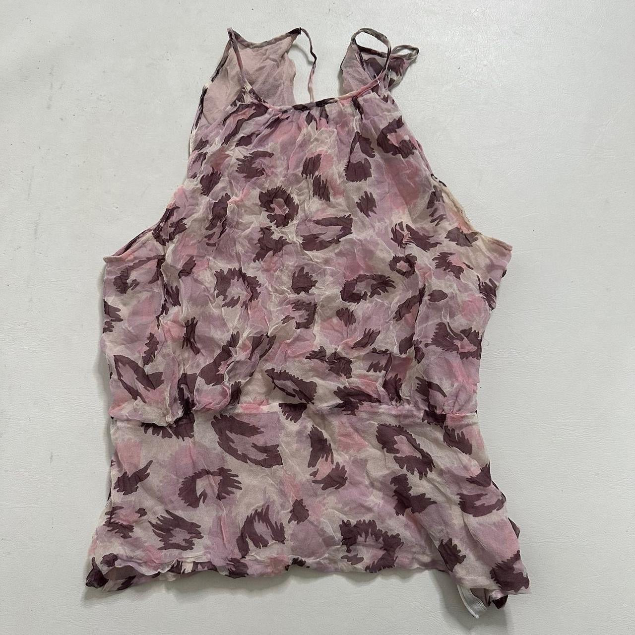 100% Silk Roberto Verino pink leopard top