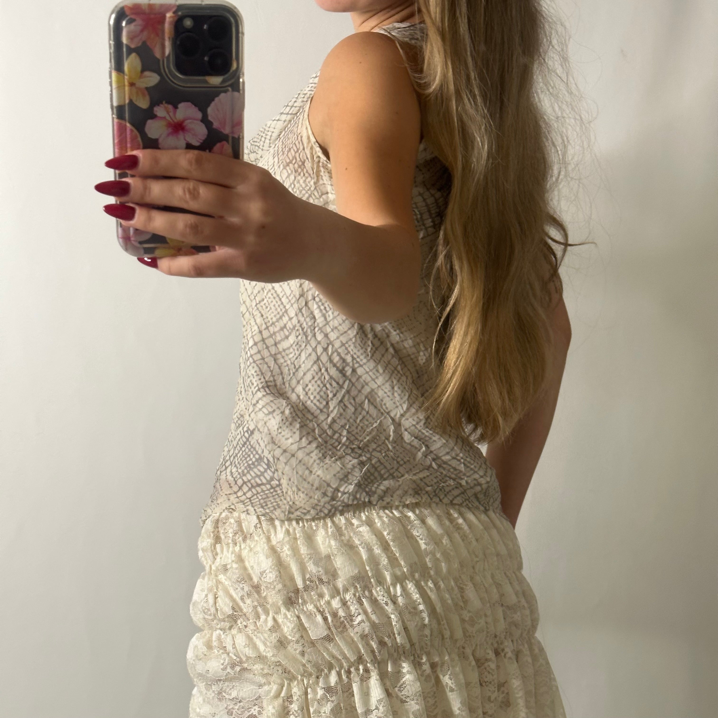 100% Silk double layered cowl neck top