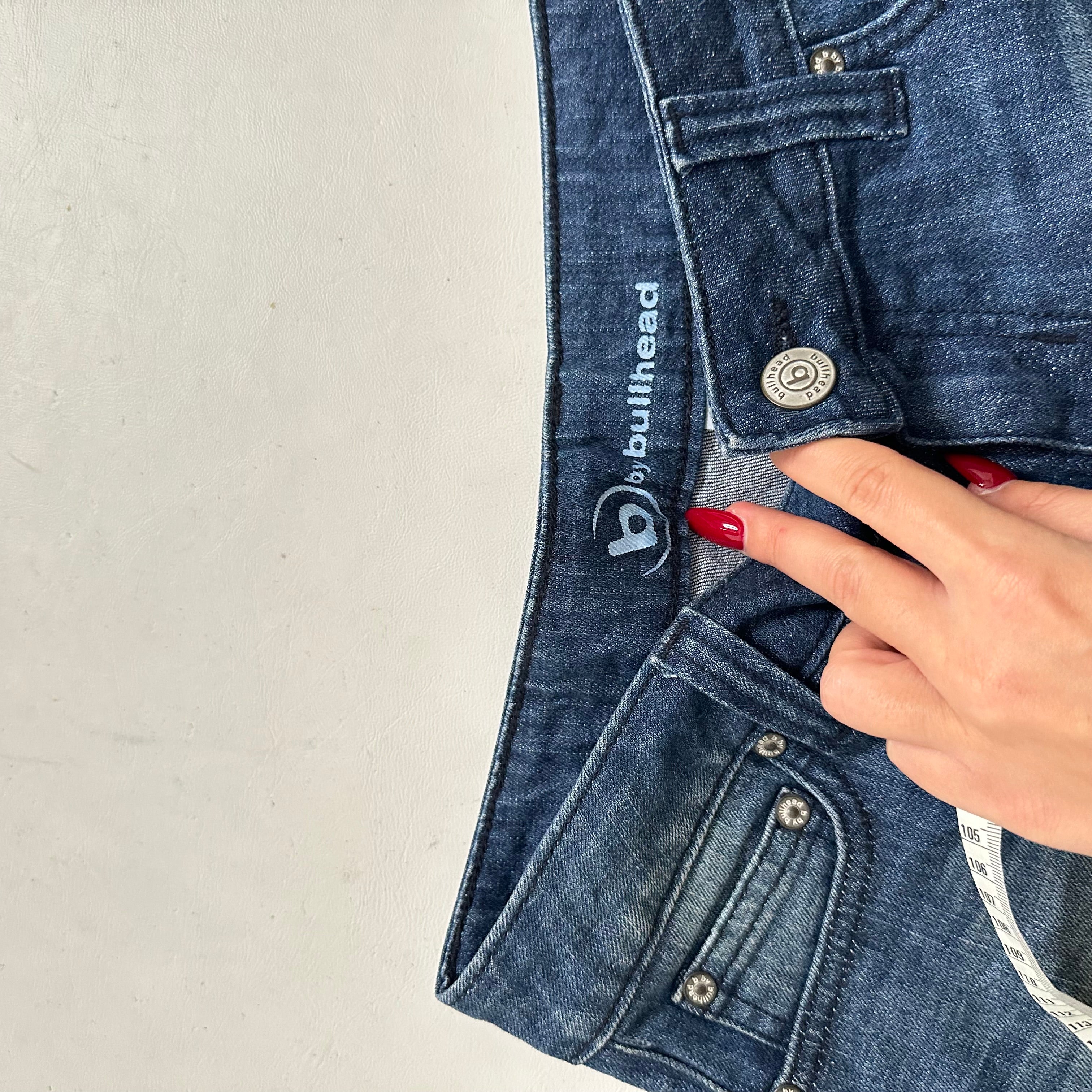 Low rise mini denim shorts