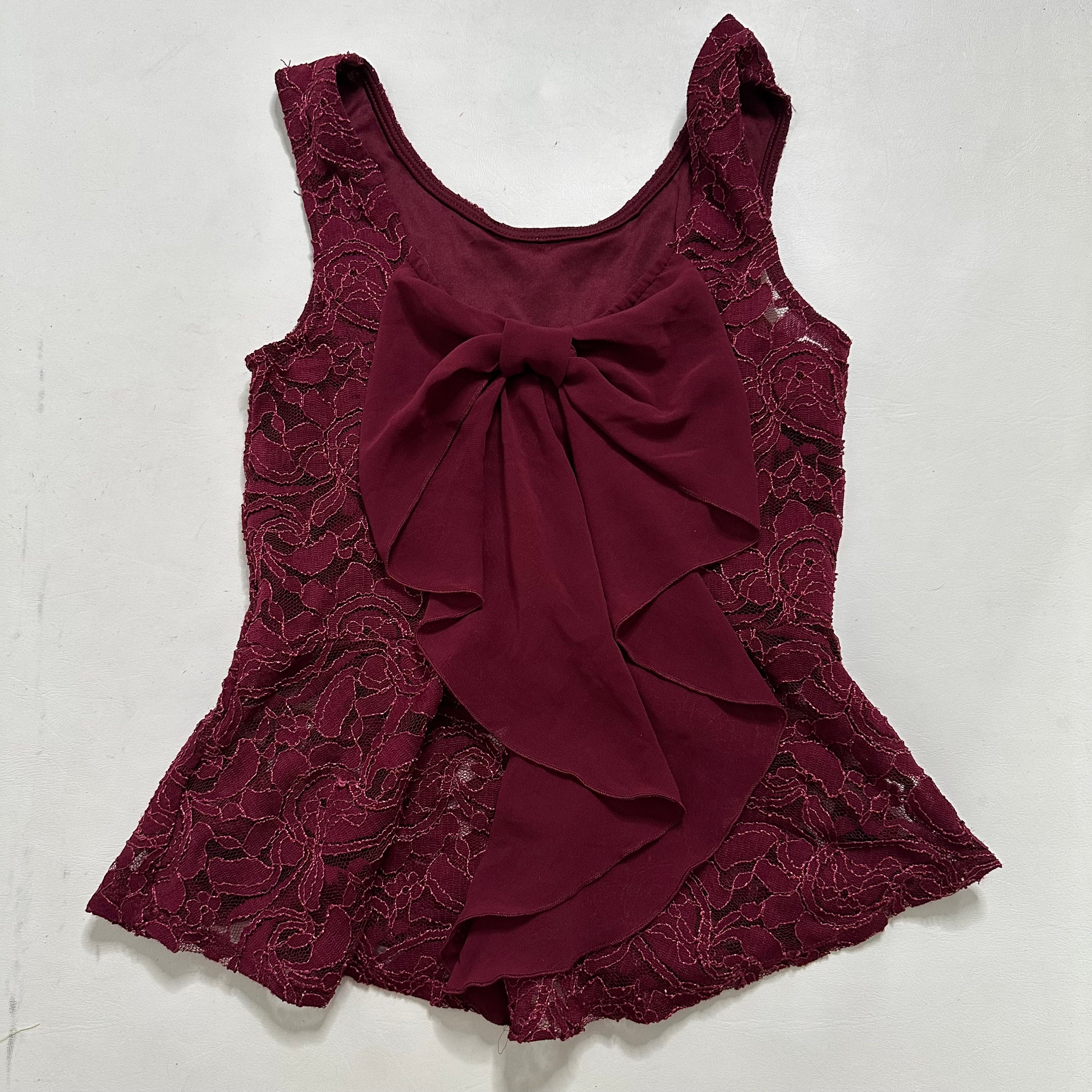 Burgundy lace top with bow