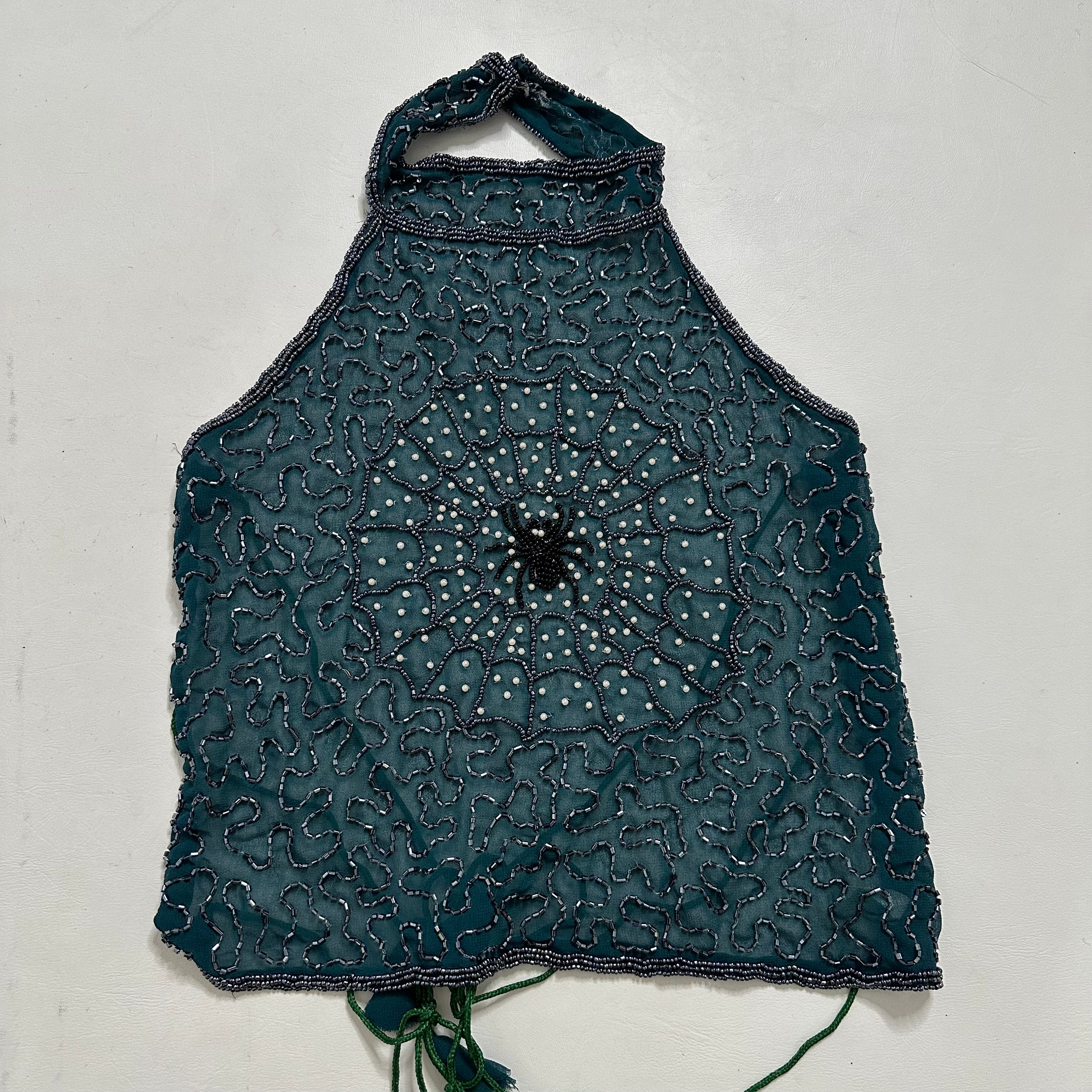 Backless sequin embellishment spider top