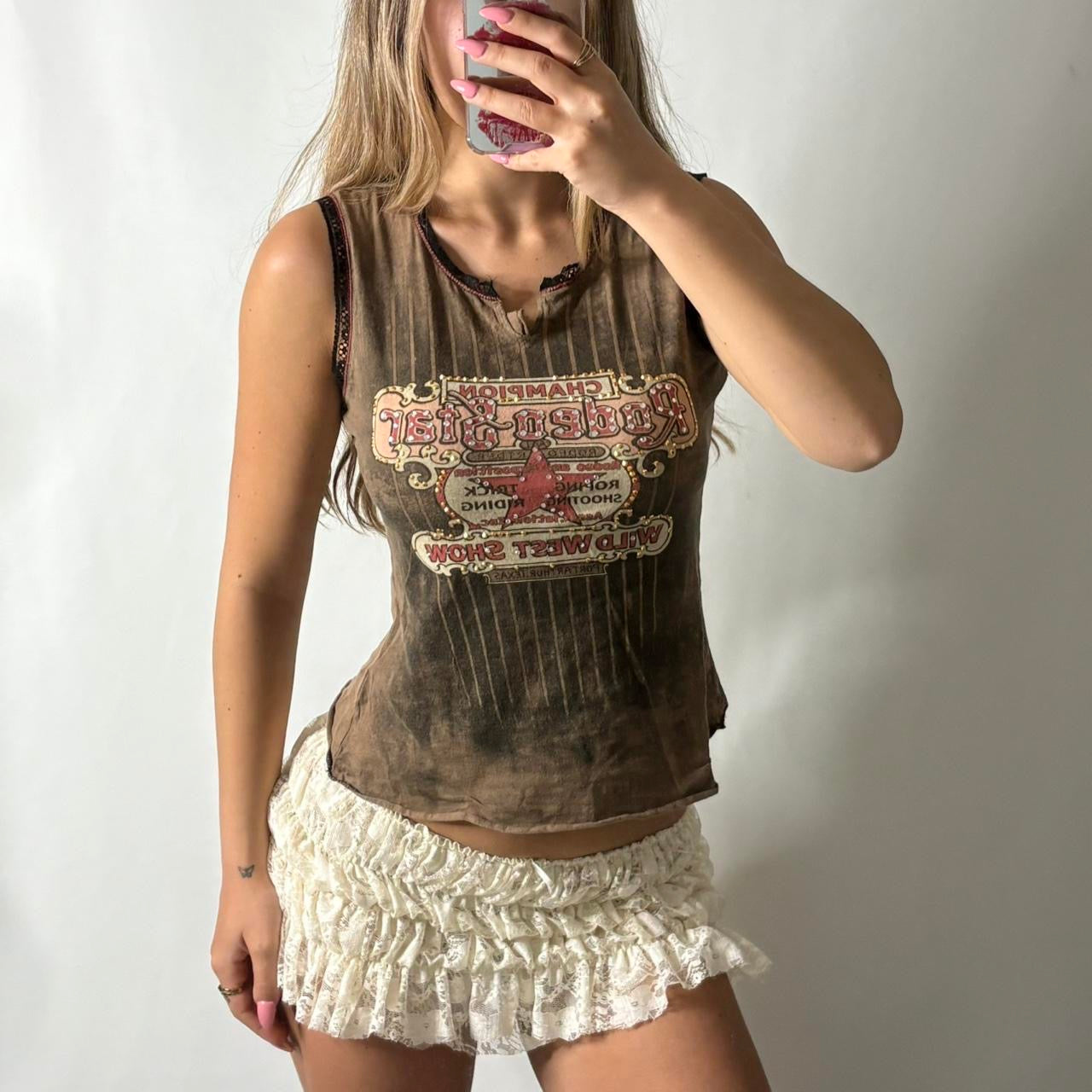 Graphic western style top