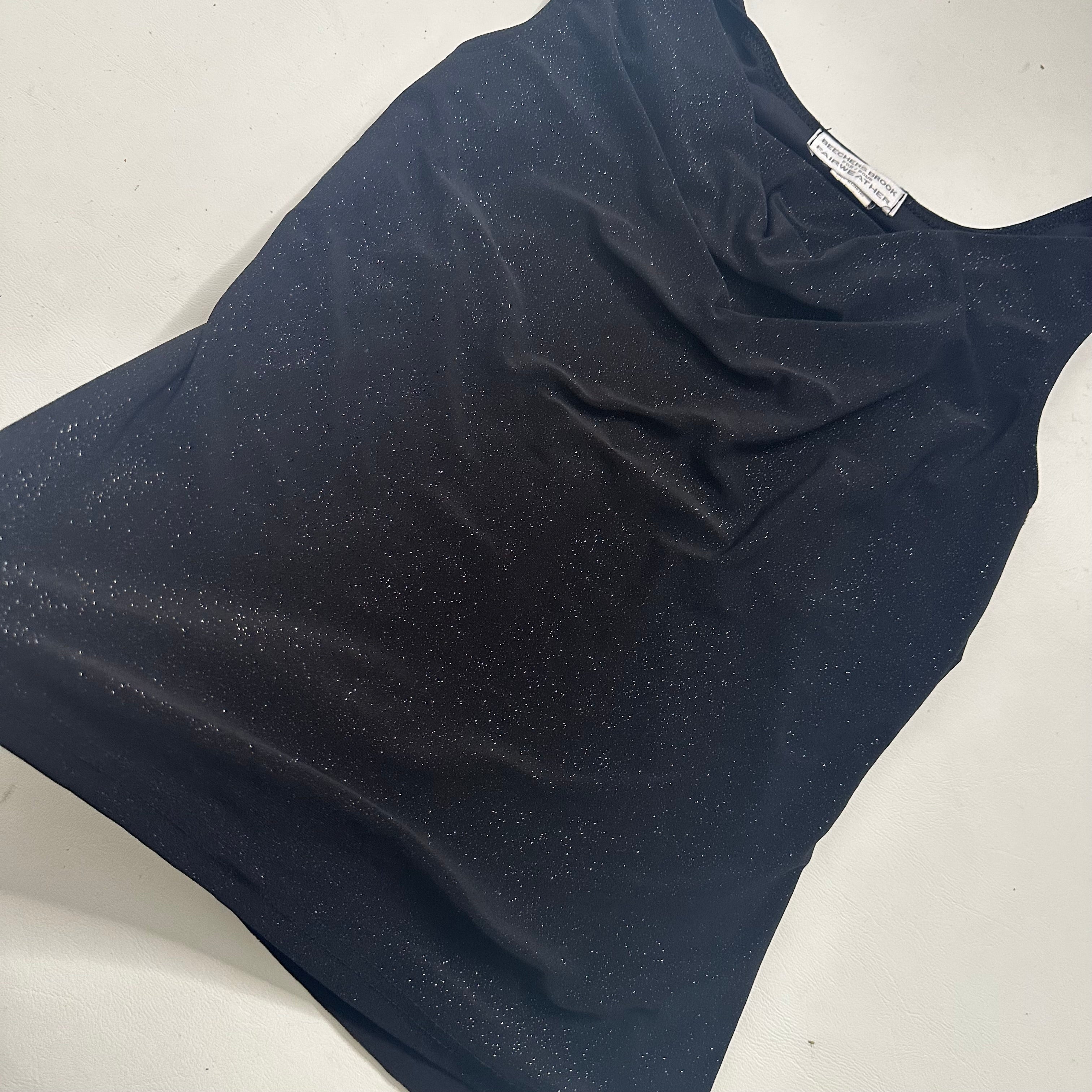 Glittery cowl neck top